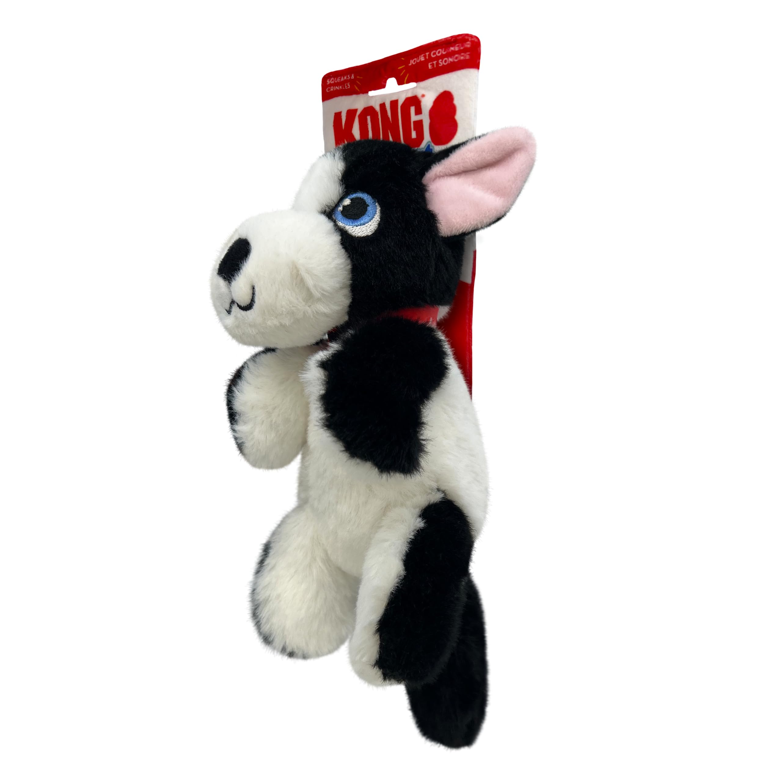 KONG Comfort Pups Plush Dog Toy - Low Stuffing, Crinkly Noise, Squeaker - Small, Boss Model