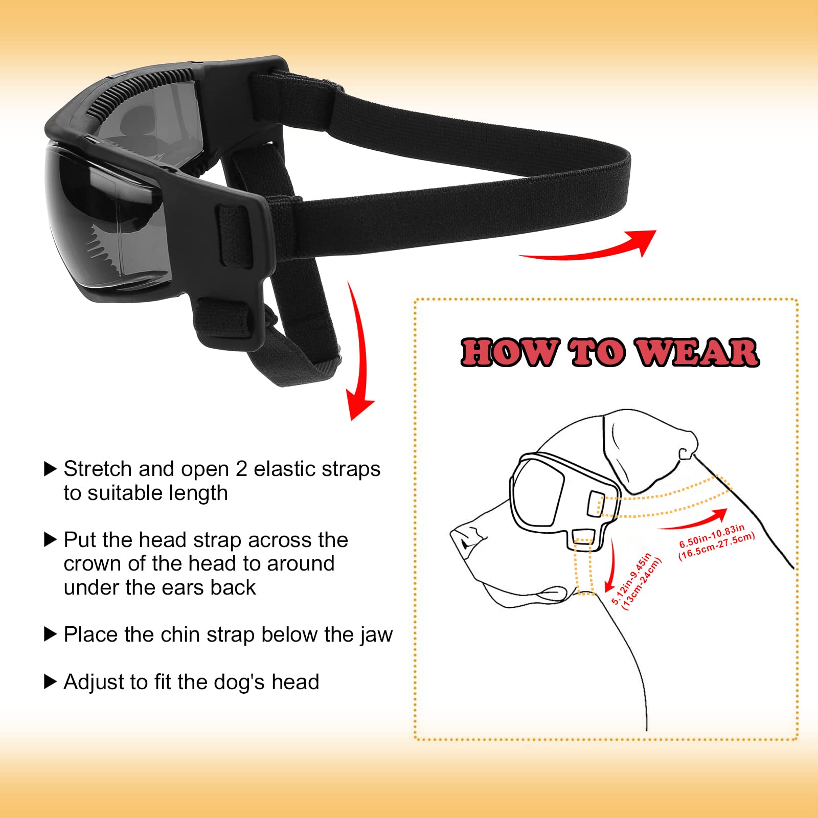Ownpets Goggles For Dogs, Dog Glasses Uv Protection Goggles Snow Protection Wind Protection Dust Protection With Adjustable Strap, Safety Pet Sunglasses For Small And Medium Dog, Black