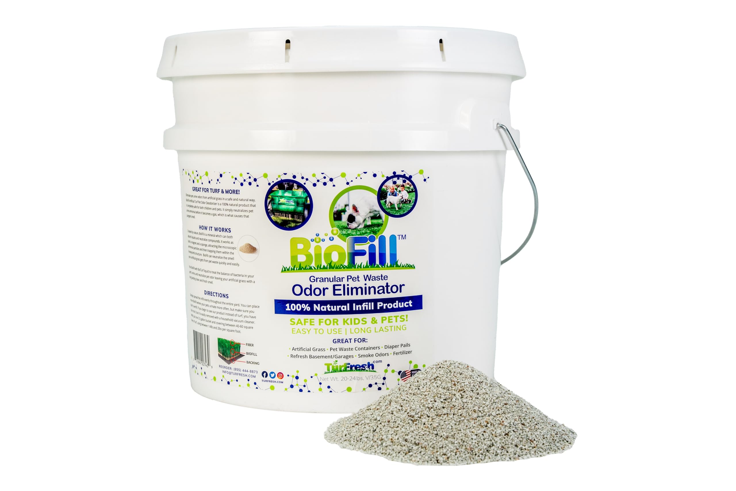 Biofill Pet Deodorizer Granular Infill For Artificial Grass Turf  All Natural Dog Urine Neutralizer  Outdoor Use 3.5 Gallon Pail -Like New
