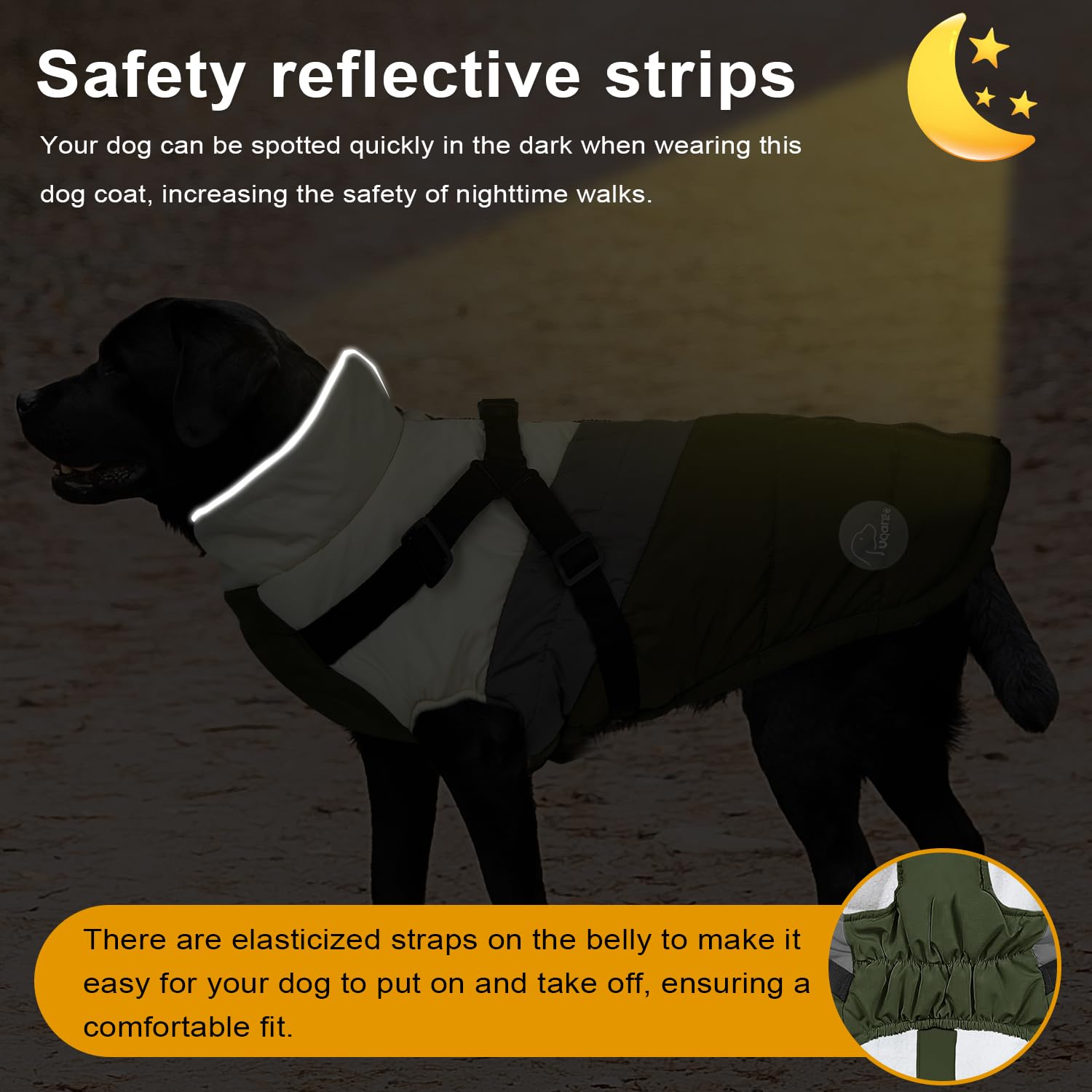 ANNICOO Warm Dog Winter Coat,Waterproof Dog Jacket with Built-in Harness,Dog Cold Weather Coat with Reflective Stripes,Winter Sn