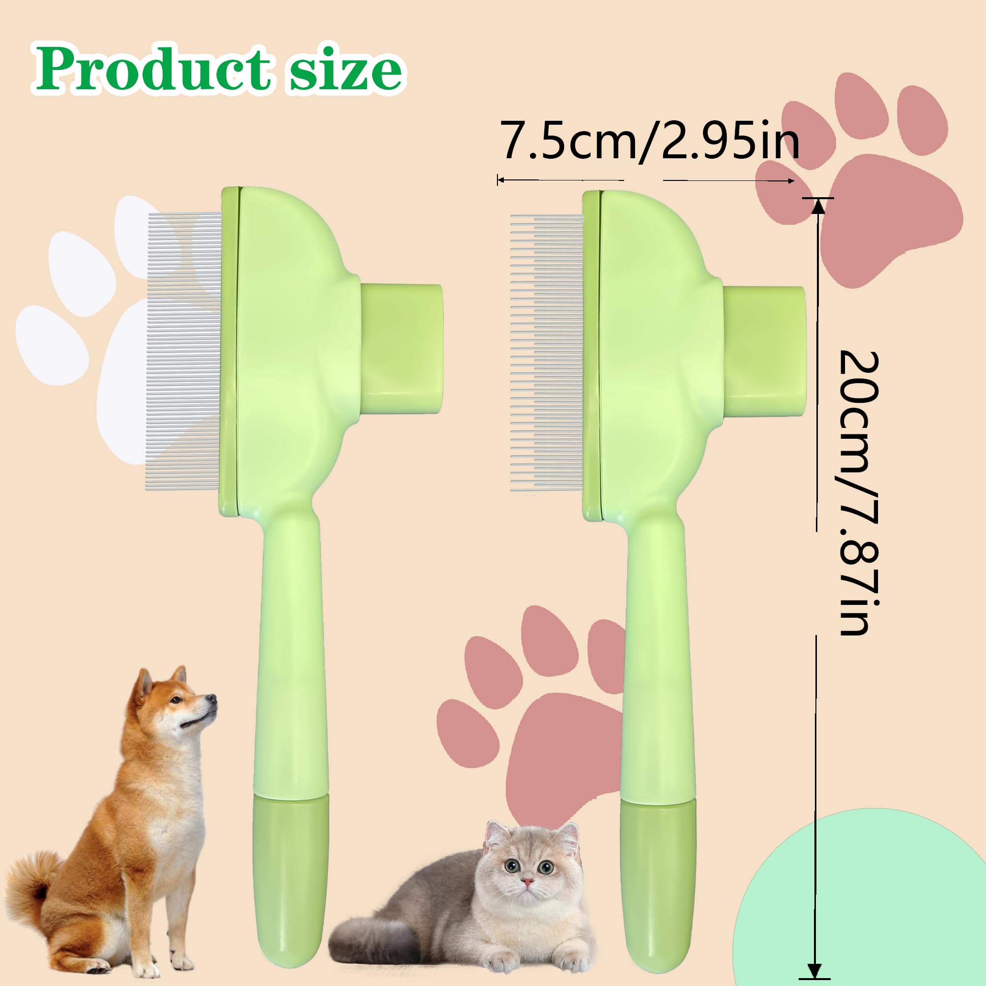 Flea Comb For Dogs And Cats With Release Button Fine Tooth Dog Comb For Grooming Massaging And Cleaning Remove Fleas Eggs Pet Ha
