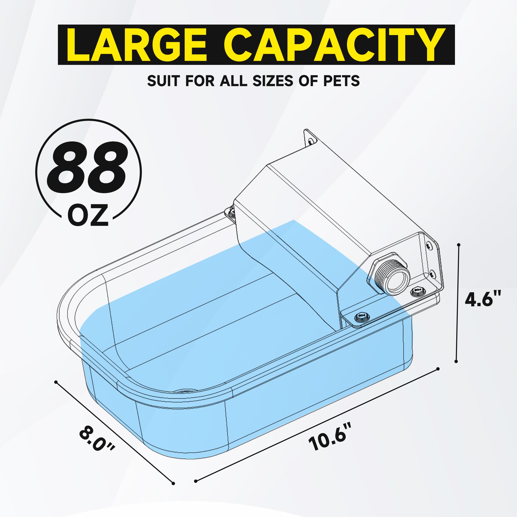 Automatic Water Dispenser For Dogs, 3L /101 Oz 304 Stainless Steel Dog Water Feeder, Auto-Fill Large Waterer For Pets & Livestoc