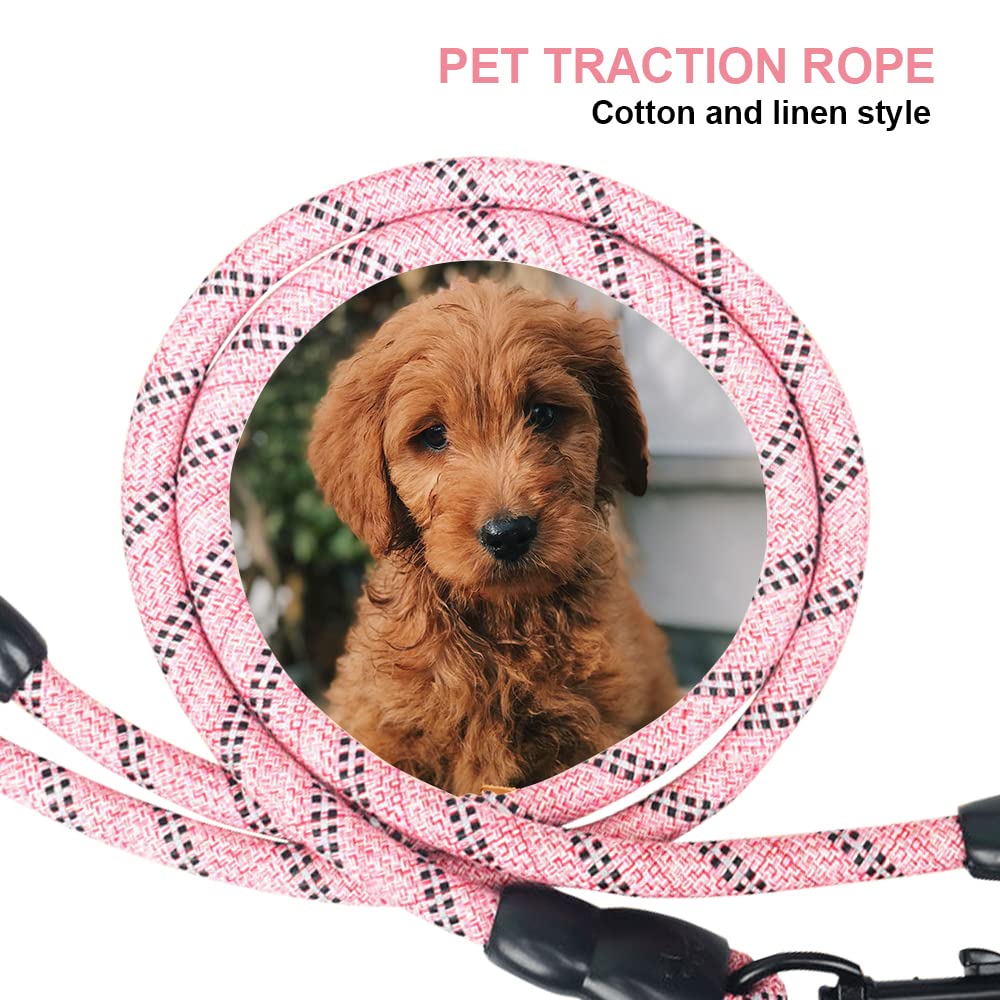 3 Way Dog Leash, Reflective Heavy Duty Dog Lead Leash For Small Medium Large Dogs, Rope Dog Leash, 360 Swivel Tangle Free With C