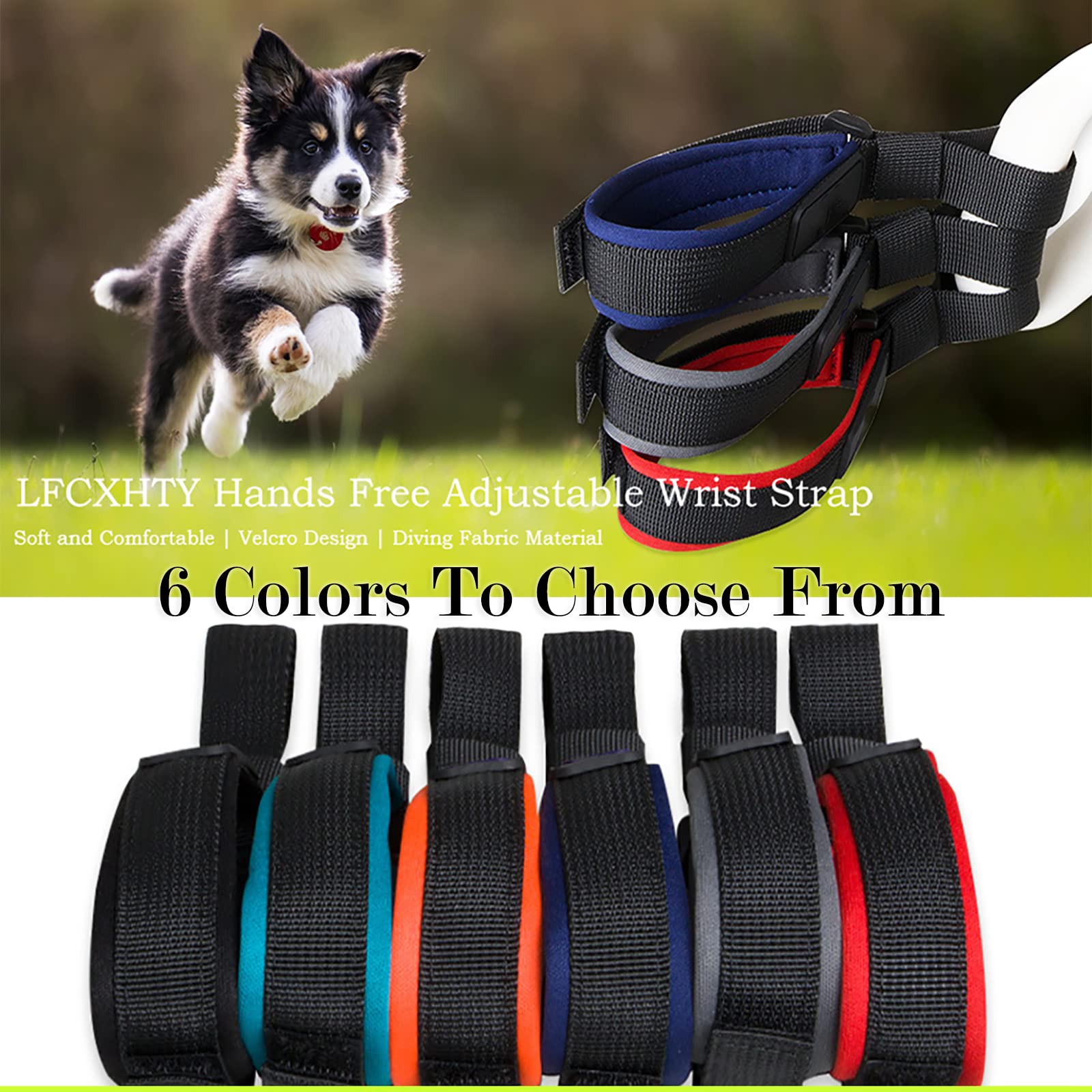 LFCXHTY Hands Free Adjustable Wrist Strap, Soft Comfortable Diving Fabric Safety Strap for Retractable Dog Leash (Black & Red, 2