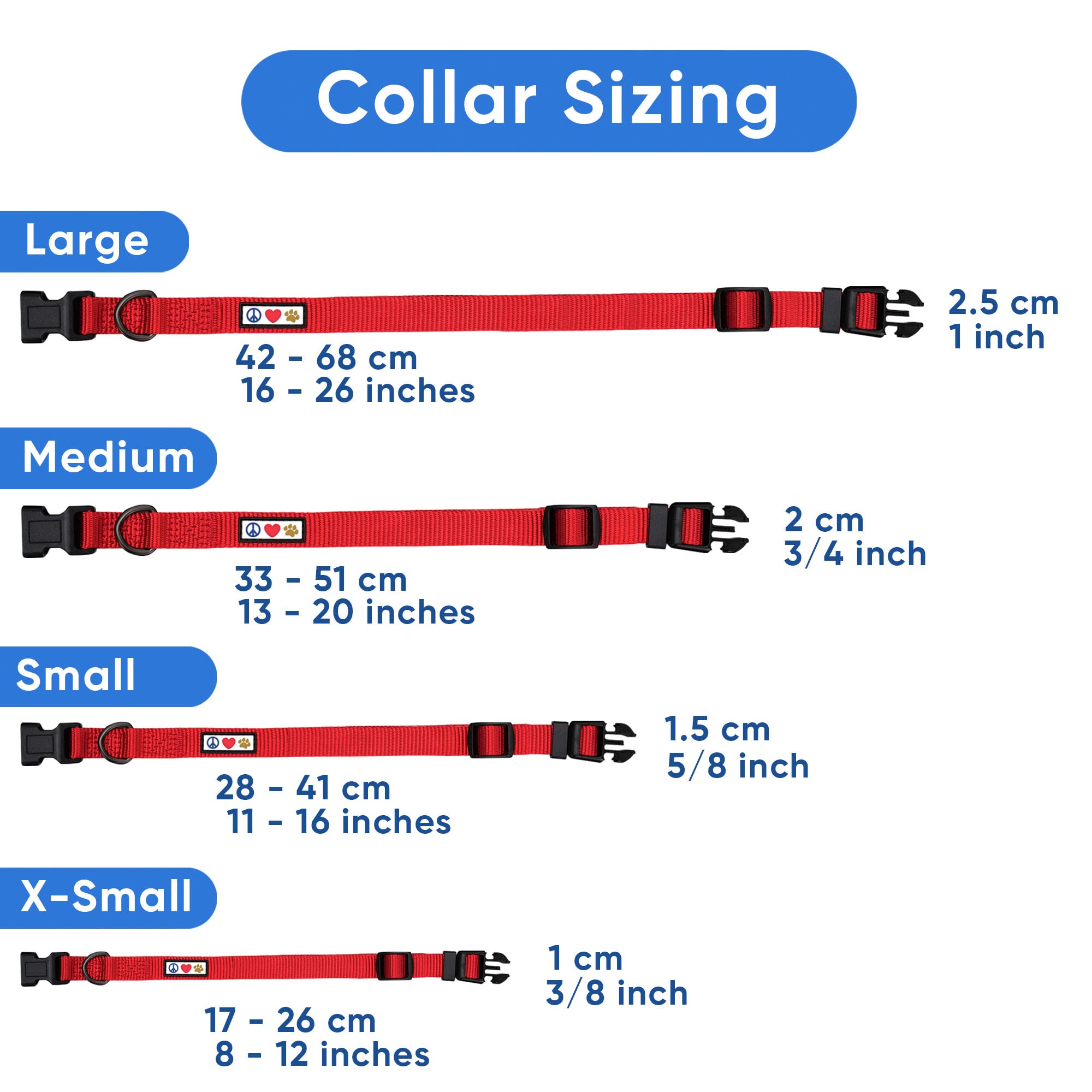 Pawtitas Pet Soft Adjustable Solid Color Nylon Puppy / Dog Collar Matching Leash And Harness Sold Separately Personalized Customizable Dog Collar Embroidered Customize W Pet Name & Phone Number (X-Small (Pack Of 1), Red / White / Blue)
