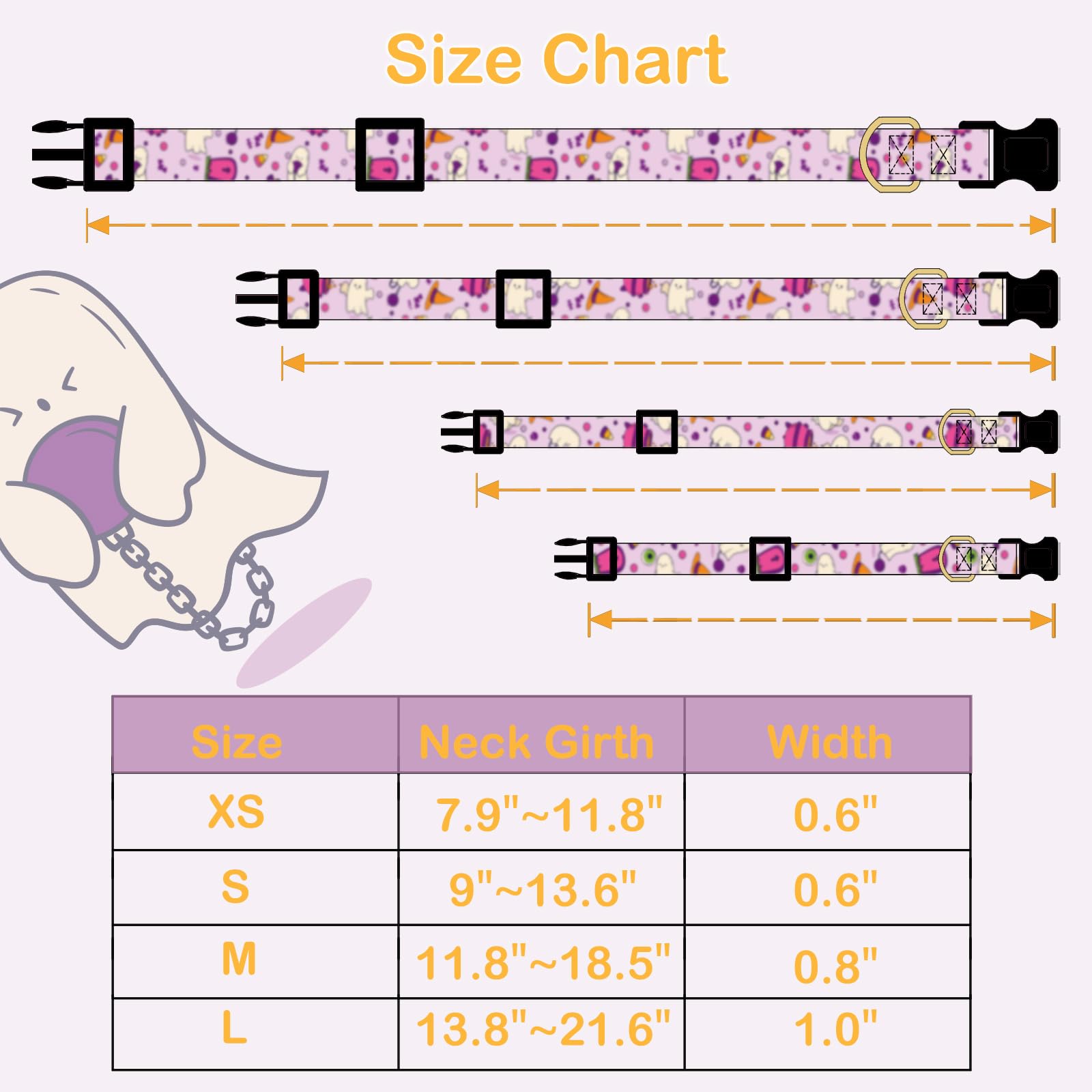 Faygarsle Fall Dog Collar Adorable Ghost Pattern Halloween Collar For Dogs Autumn Collar For Small Medium Large Female And Male Dogs Cute Neckwear For Dogs Purple Collar For Boy Girl Dogs M