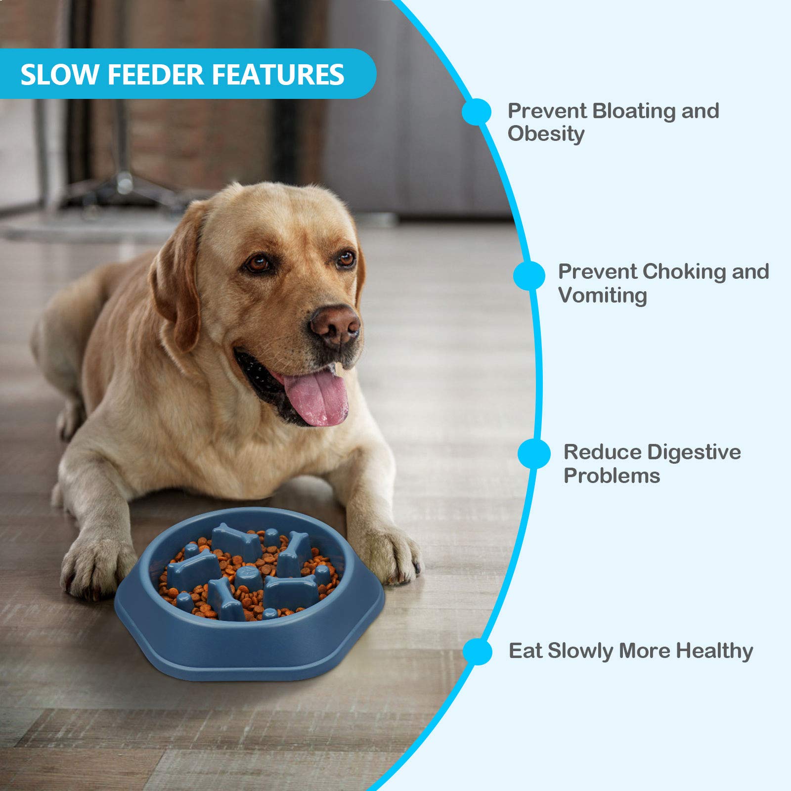 UPSKY Slow Feeder Dog Bowls Anti-Chocking Slower Feeding Dog Puzzle Bowl Puppy Slow Eating Dog Bowl, Interactive Bloat Stop Dog