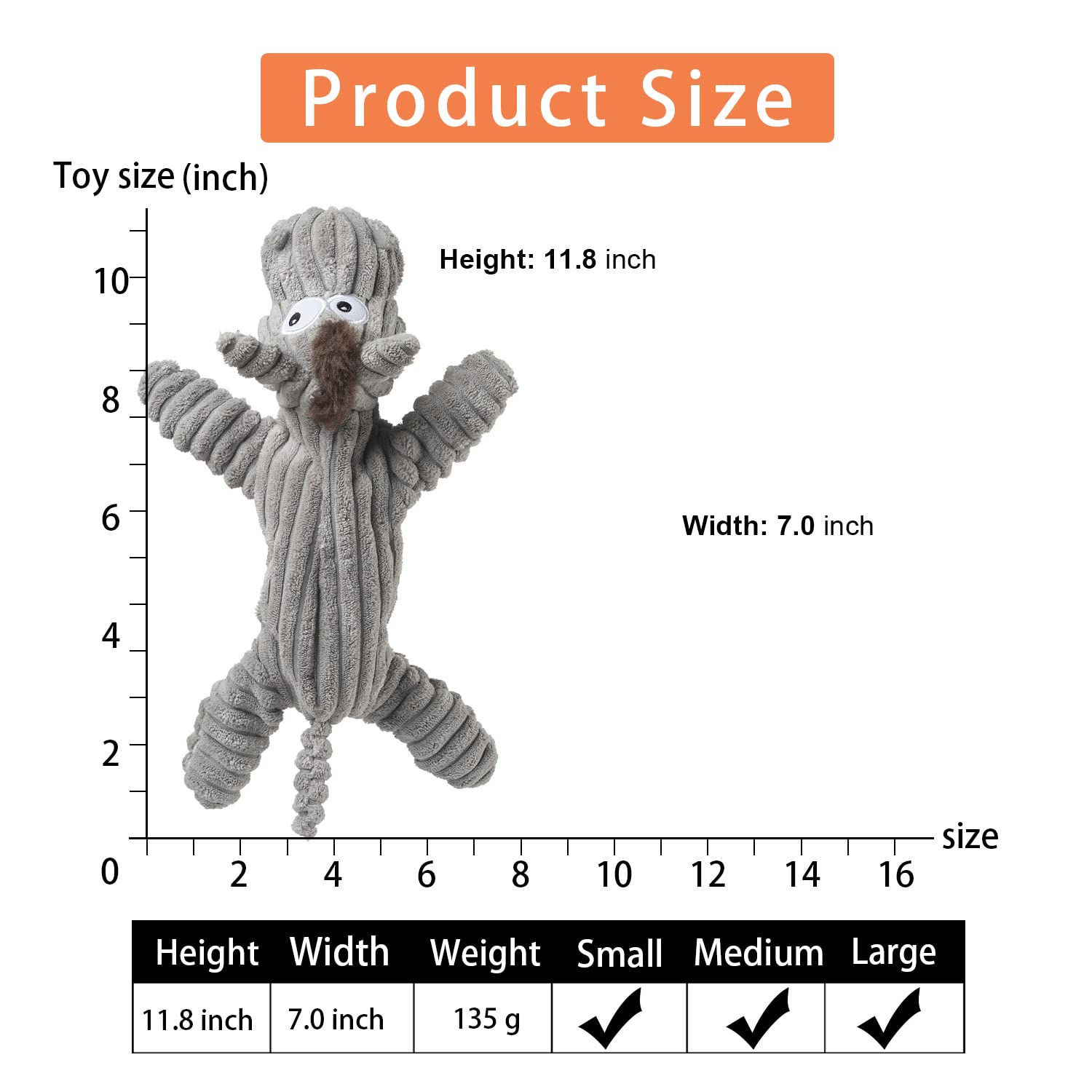 Sedioso Dog Toy, Dog Plush Toy For Large Breed, Cute Squeaky Dog Toys With Crinkle Paper, Dog Chew Toys For Puppy, Small, Middle, Big Dogs