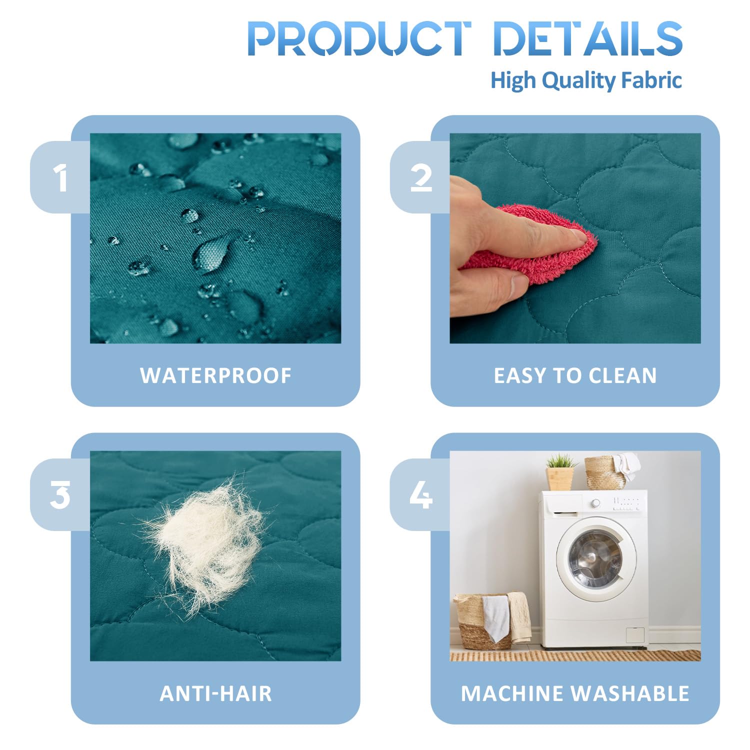 Chhkon Dog Bed Covers Replacement Washable Waterproof Pet Puppy Bed Cover For Dog(Peacock Blue,48X30X6 Inch)