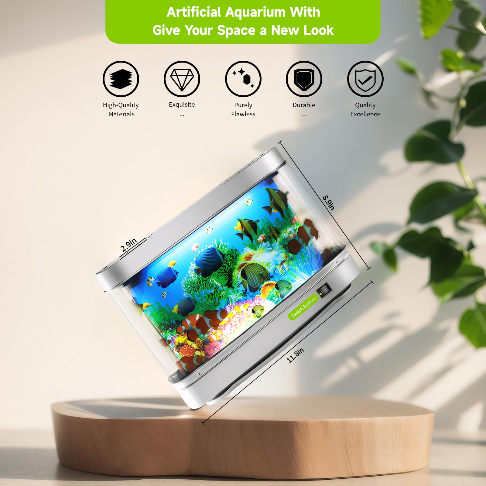 THOSOLTH Fake Fish Tank Baby Aquarium Toy - Mini Crib Aquarium Lamp. Artificial Fish Lamp Aquarium - Virtual Ocean Moving Fish N