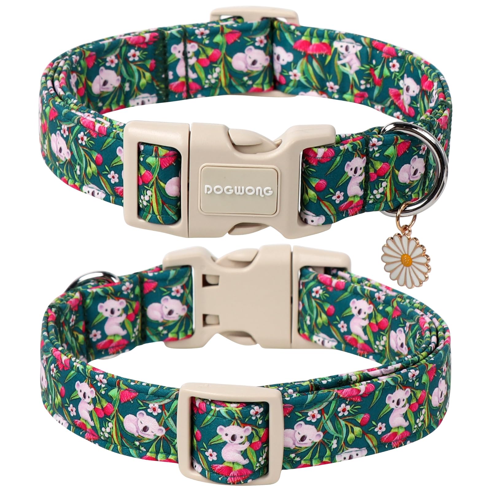 Dogwong Cute Dog Collar, Flower Koala Dog Collar Durable Soft Fabric Pet Dog Collars Girl Female Puppy Necklace For Small Medium