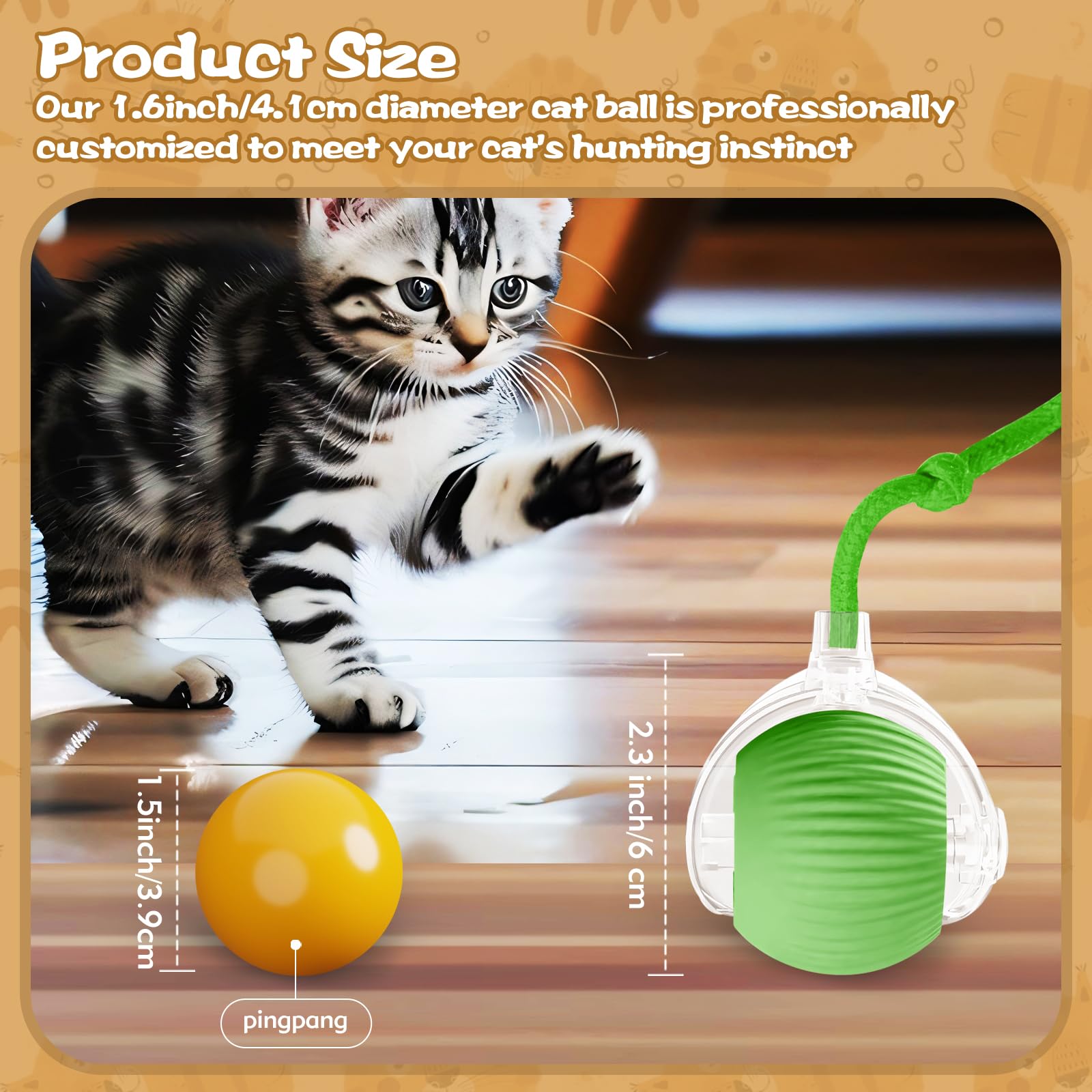 Eiruseed Interactive Cat Ball Toys For Indoor Cats, Upgraded Automatic Cat Toys For Bored Indoor Adult Kitty, Peppy Pet Ball For