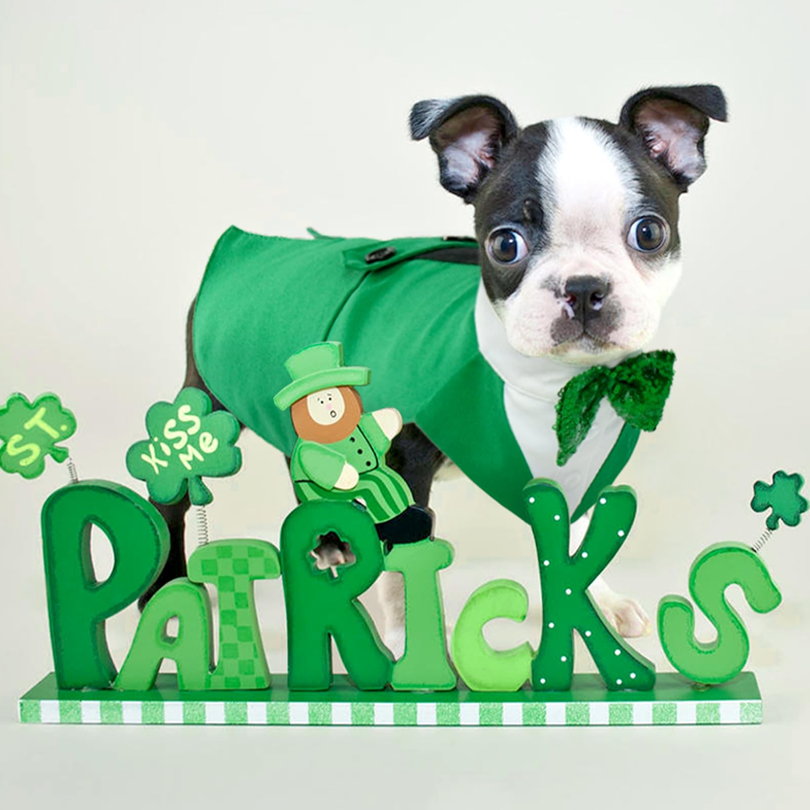 Kuoser St. Patrick'S Day Dog Tuxedo Dog Suit And Bandana Set, Dog Wedding Party Suits, Dog Prince Wedding Bow Tie Shirt Formal D