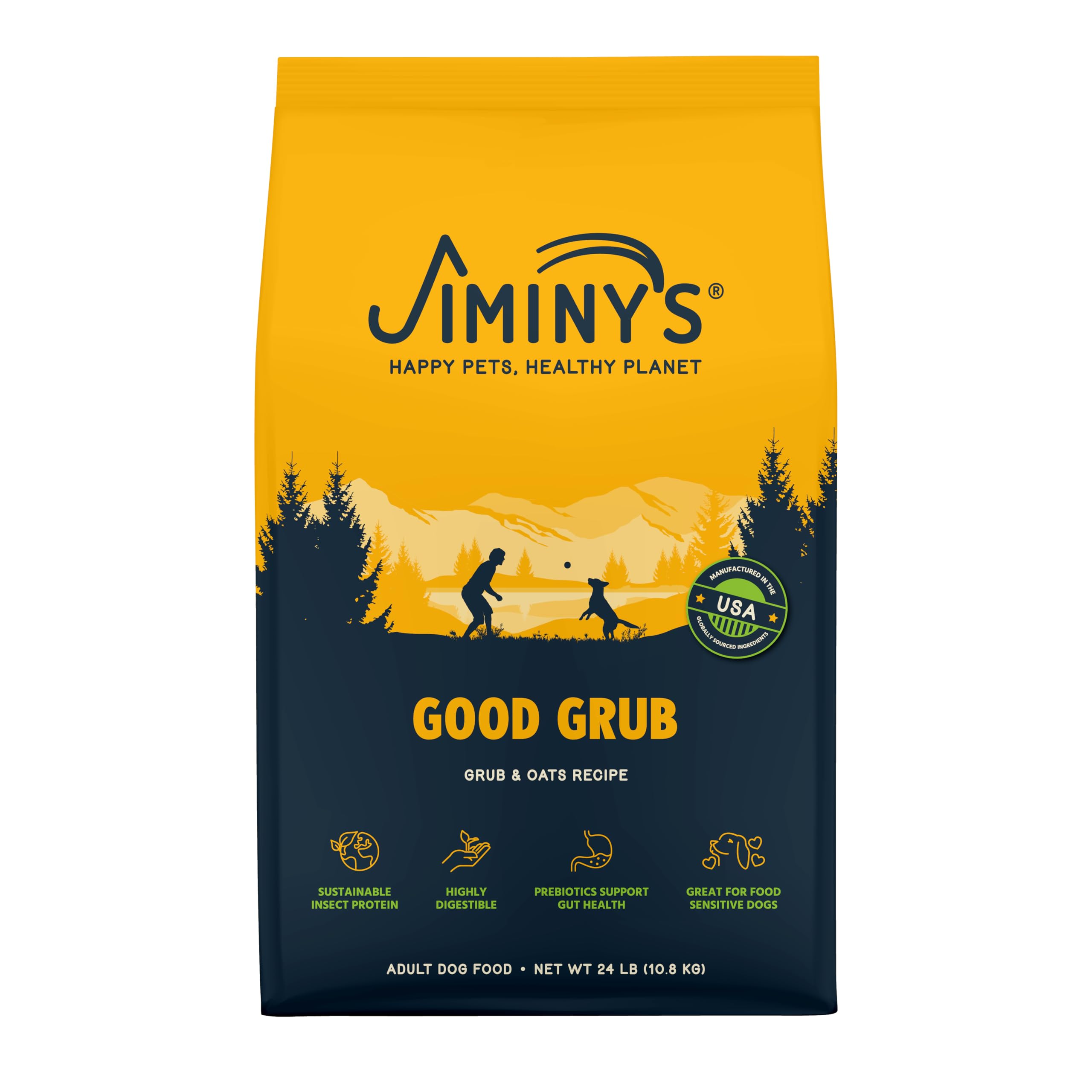 Jiminys Good Grub Dry Dog Food, Hypoallergenic, Healthy Skin and Coat, Improved Oral Health, Made in USA, 10lb Bag (Pack of 1)