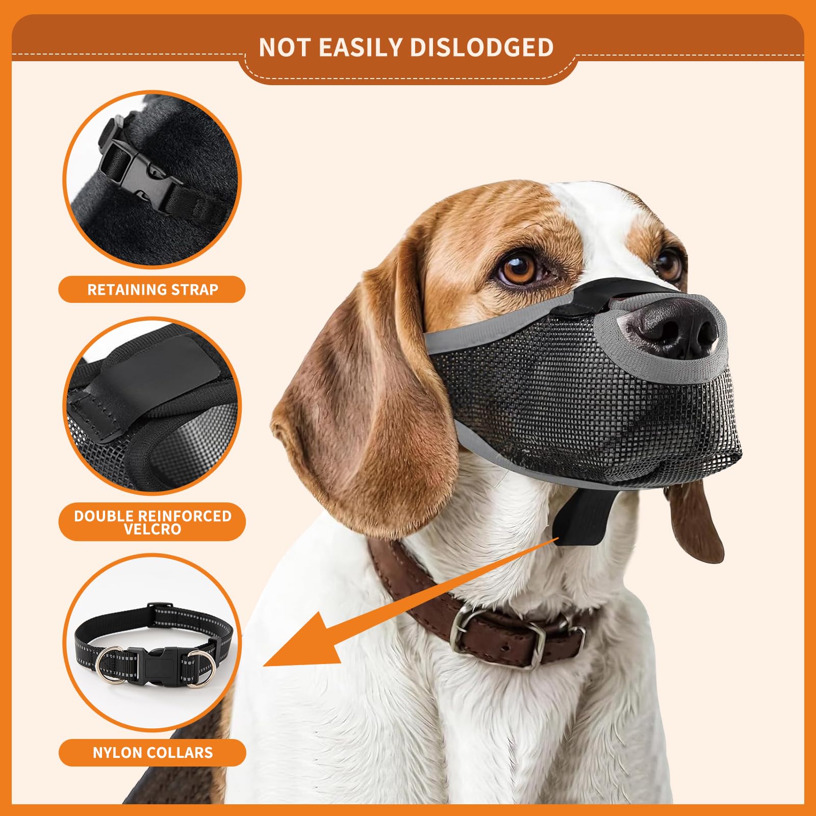 Mollyblos Dog Muzzle,Soft Air Mesh Muzzle For Small Medium Large Dogs,Soft Muzzles For Biting Chewing Fierce Barking,Breathable