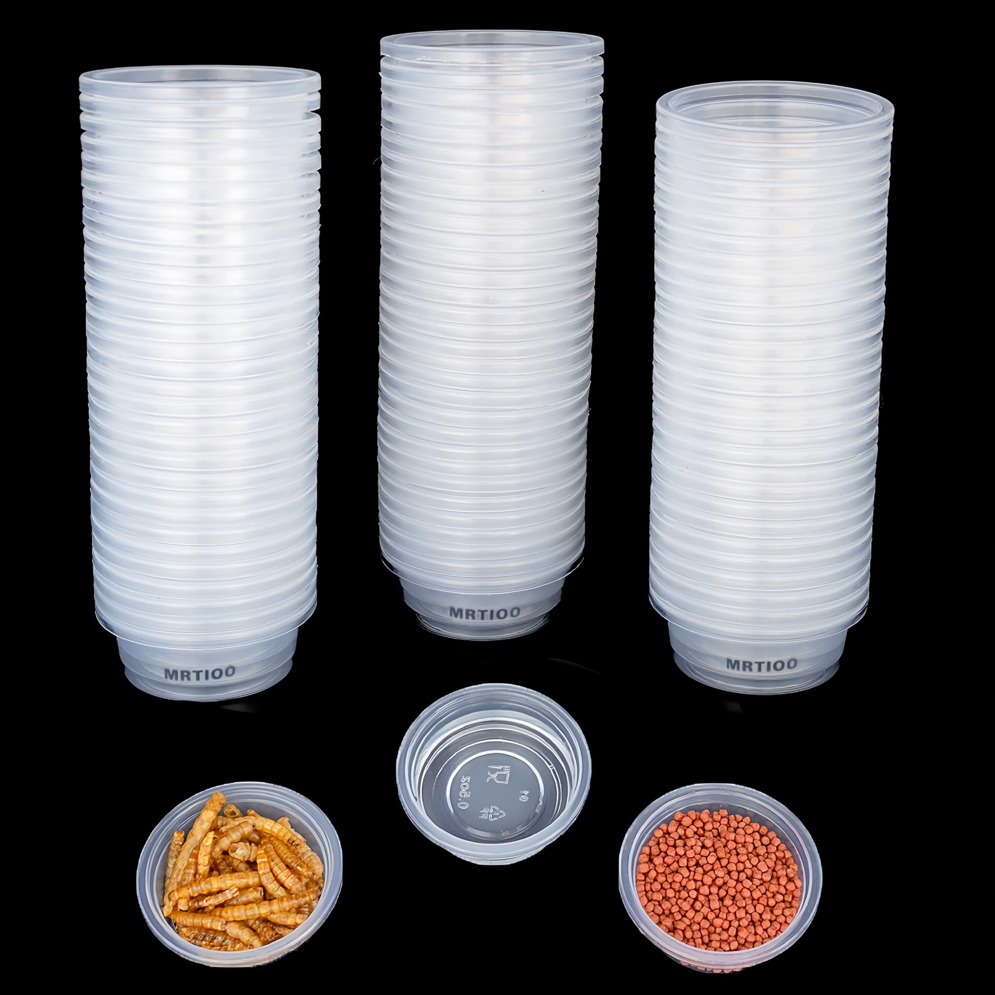 MRTIOO 100 pcs 0.5oz Crested Gecko Food and Water Feeding Cups, Reptile Feeder Bowls, for Lizard and Other Small Pet Ledge Acces