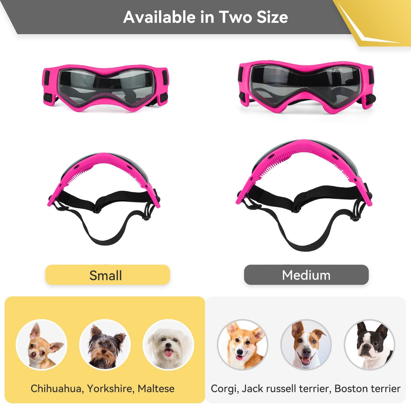Petleso Dog Goggles Small Breed, Dog Sunglasses Small Breed Dog Eye Sun Light Protection, Uv Protection Goggles For Dog With Adj