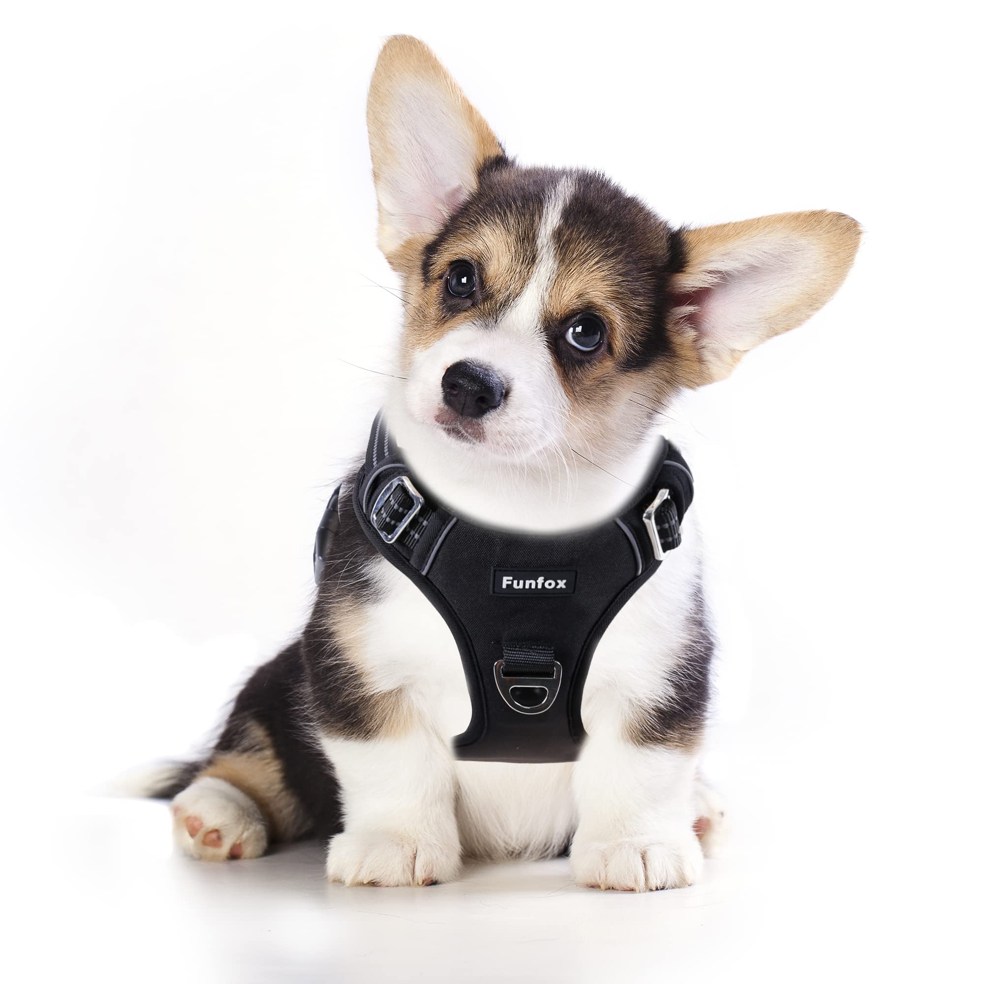 Funfox Dog Harness No Pull, Adjustable Dog Vest Harness, Super Soft Material With Vertical Handle Easy Control, Reflective Night