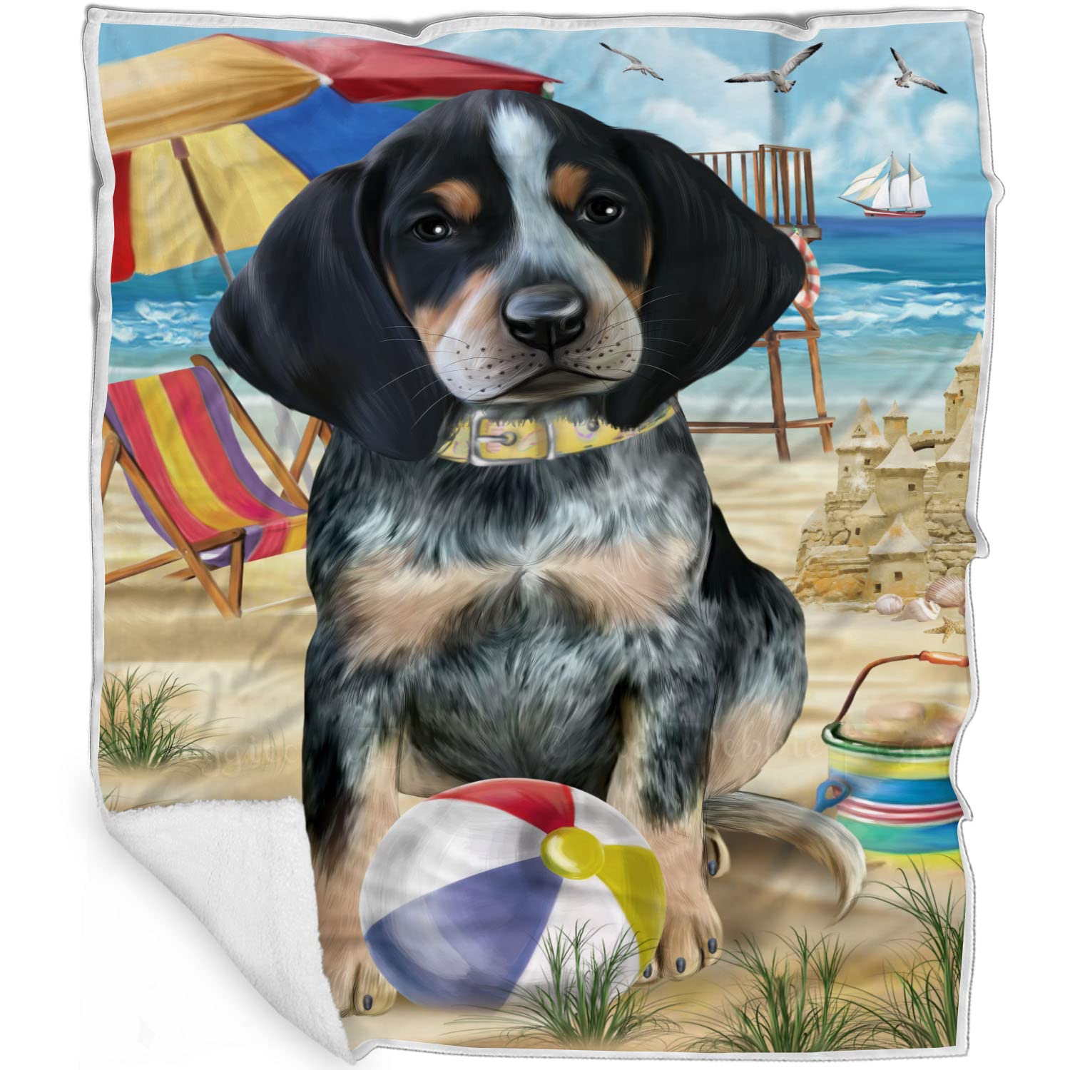 Pet Friendly Beach Bluetick Coonhound Dog Blanket  Lightweight Super Soft Cozy and Durable Bed Blanket  Animal Theme Fuzzy Bla