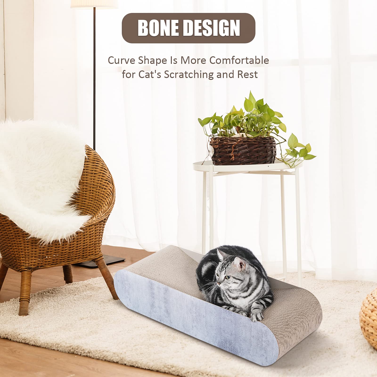 Cat Scratcher, Cardboard Lounge Bed, Bone Shape Design, Recyclable Corrugated Scratching Pad, Stable And Durable, Furniture Protector, Reversible