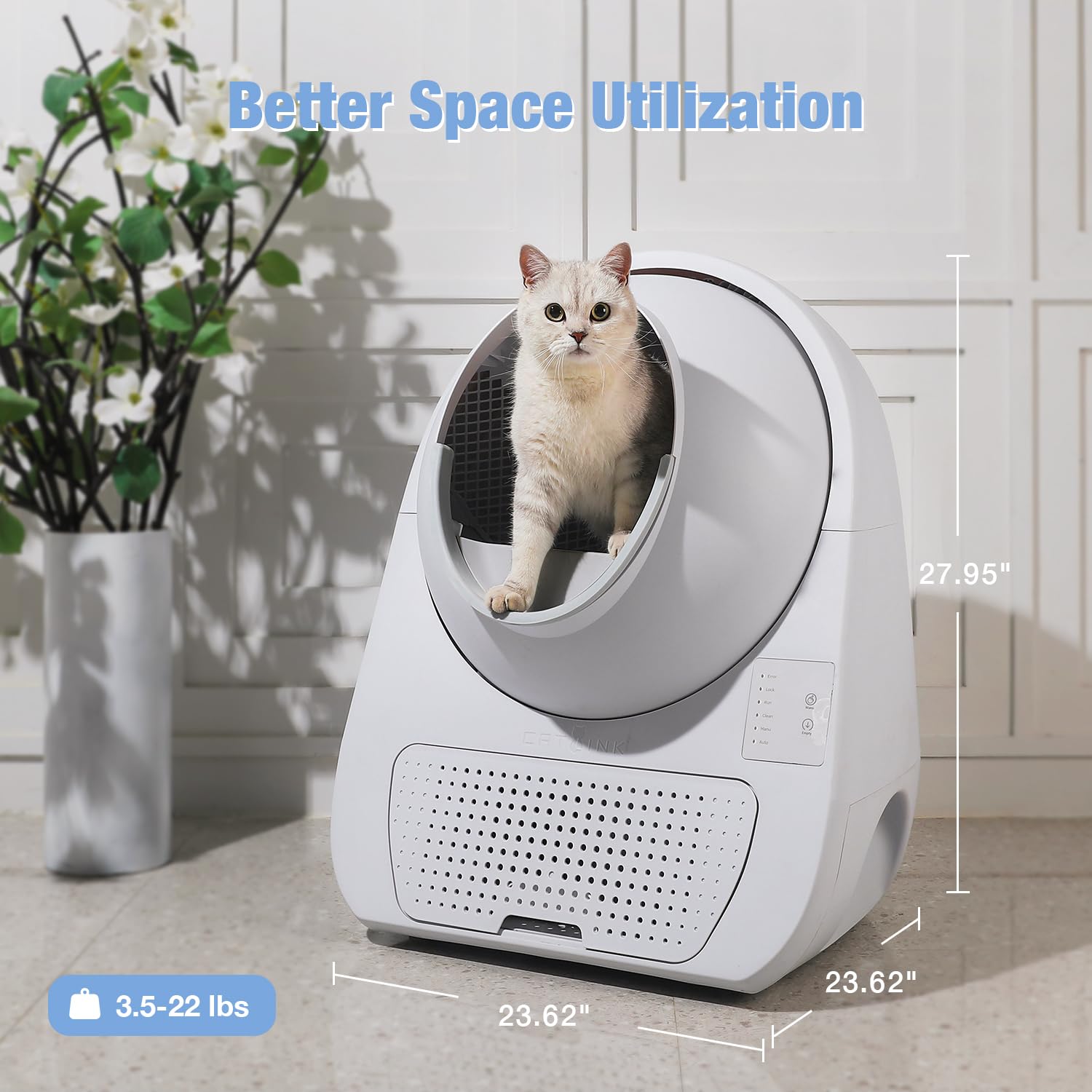 Catlink Self Cleaning Cat Litter Box, Automatic Cat Litter Box, Double Odor Removal, Cat Litter Box For Cats From 3.5 Pounds To 22 Pounds (Young Version)