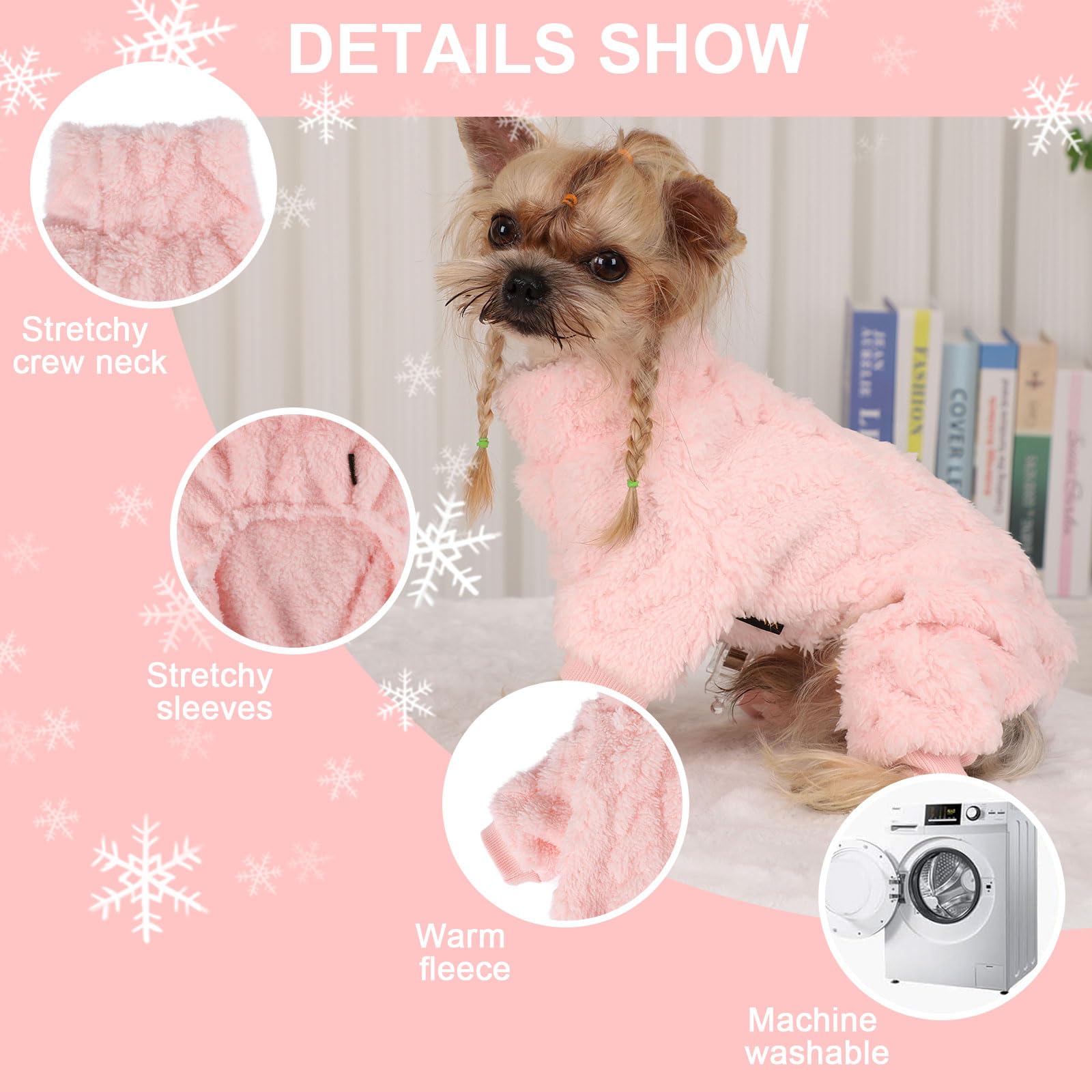 Dog Sweater Fleece Turtleneck Spring Valentine'S Day Dog Clothes For Small Dogs Girls Boy, Warm Fleece Dog Pajamas Onesies, Pet