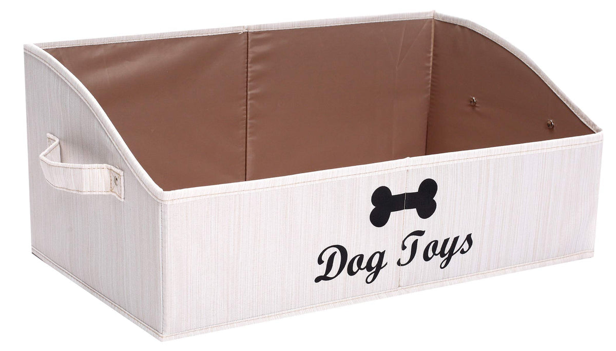 Brabtod Linen-Cotton Blend Dog Toy Basket And Dog Toy Box, Dog Toy Basket Storage - Perfect For Organizing Pet Toys, Blankets, L