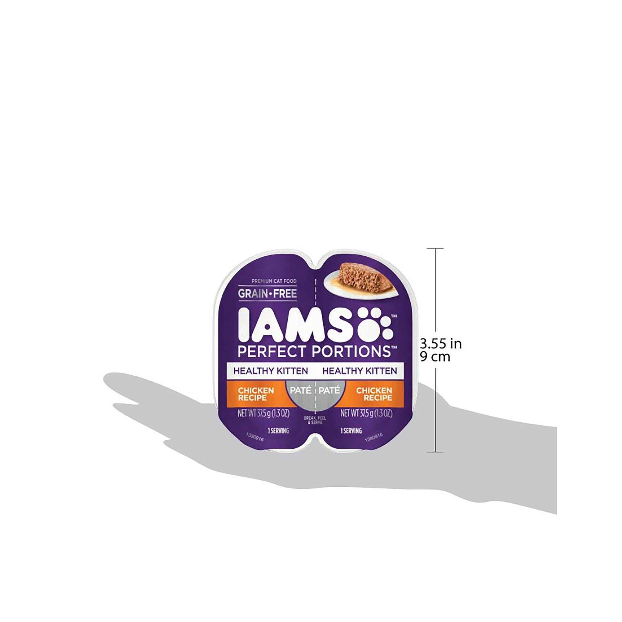 IAMS Perfect Portions Healthy Kitten Grain Free Wet Cat Food Pat  , Chicken Recipe, 2.6 oz. Easy Peel Twin-Pack Trays (24 Count,