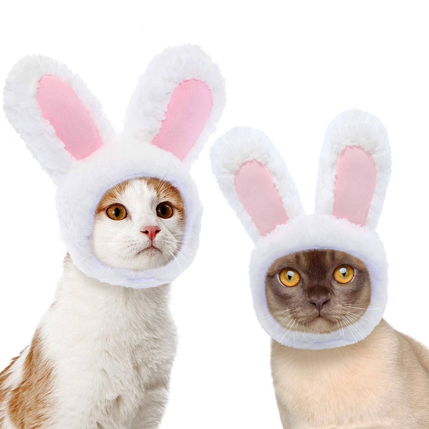 2 Pieces Easter Cat Costume Easter Pet Cap Bunny Rabbit Hat With Ears For Cats And Small Dogs Pets Costume Accessories
