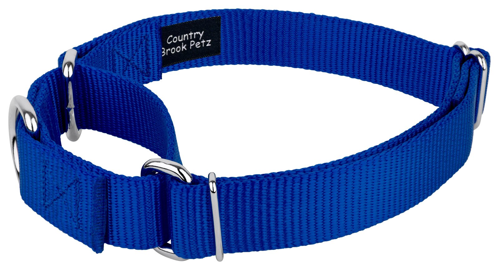 Country Brook Petz Martingale Dog Collar - Heavy-Duty Training Collar With No Buckle - Service Dog Collar For All Pups - Vibrant, Colorful Collection (Royal Blue, 1 Inch, Medium)