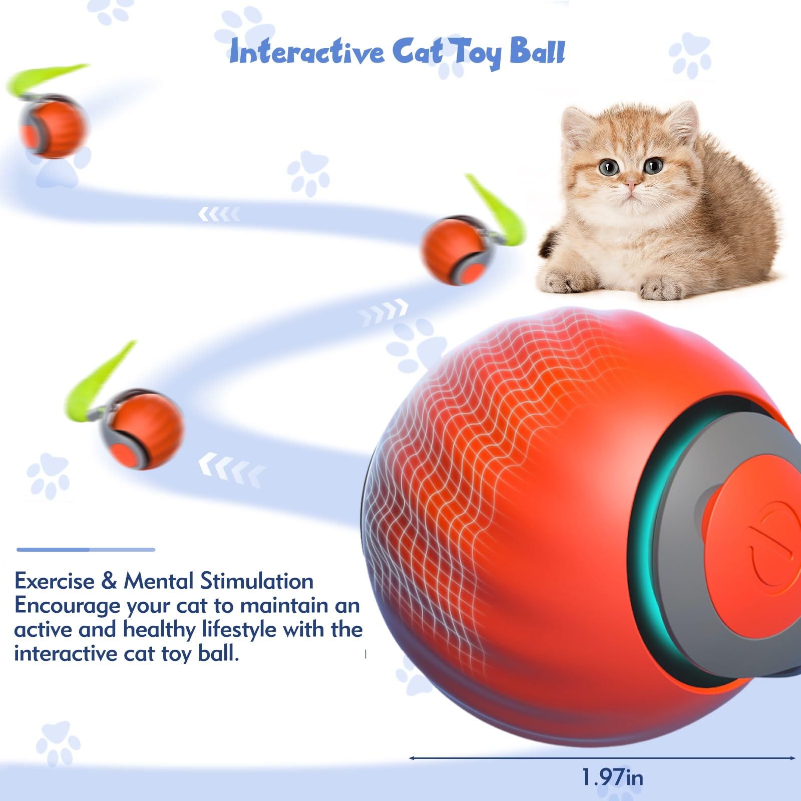 Nonendu Interactive Cat Toys For Indoor Cats, Automatic Speedy Moving Cat Toy Turbo Ball With Tail 3.0 For Bored Indoor Adult Ca