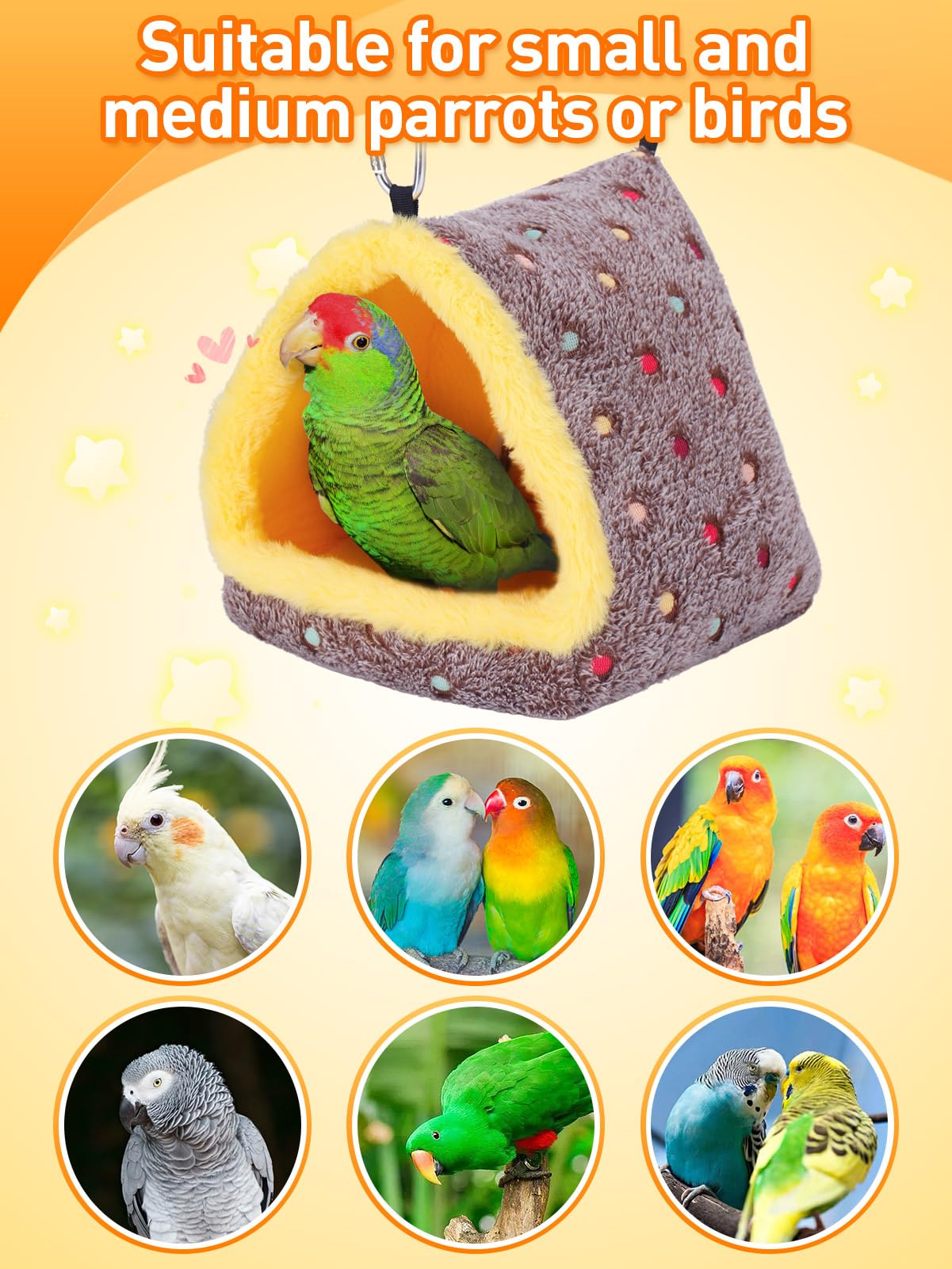 Winter Warm Bird Nest House, Fluffy Parrots Bird Bed For Cage, Hanging Hammock Plush Shed Hut Hideaway Hut Gift For Parakeets Cockatiels Conures Lovebirds