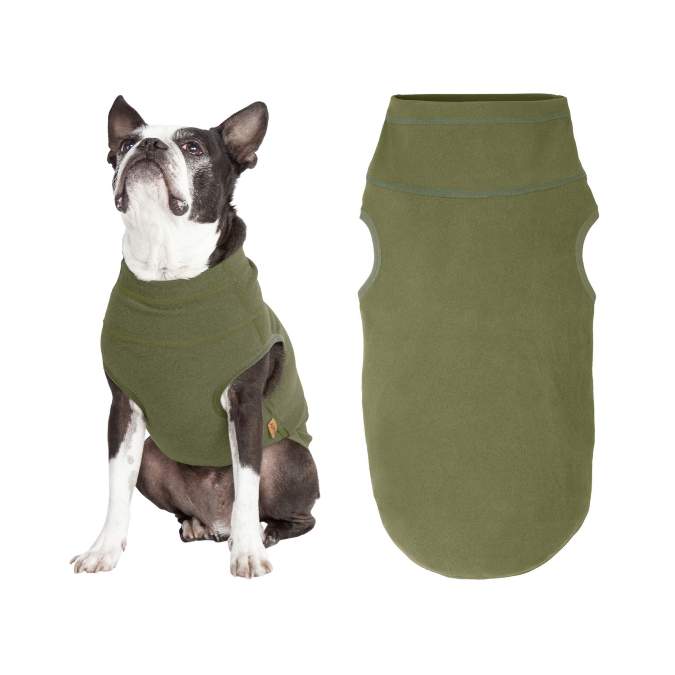 Gooby Microfiber Stretch Fleece Vest - Olive Green, Large - Warm Pullover Dog Jacket