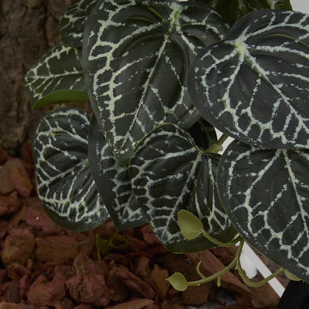 Woledoe Reptile Plants For Terrarium, Amphibian Habitat Decor Artificial Hanging Plants With Suction Cup - Fake Anthurium Crysta