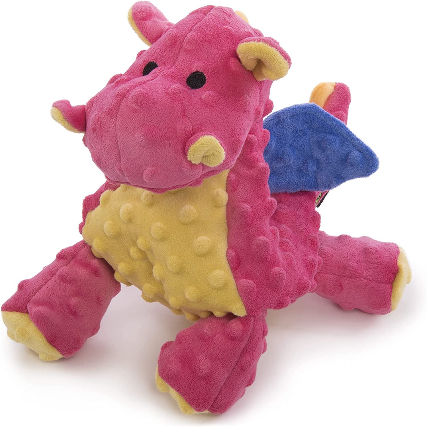 Godog Bubble Plush Dragons Squeaky Dog Toy, Chew Guard Technology - Coral, Large