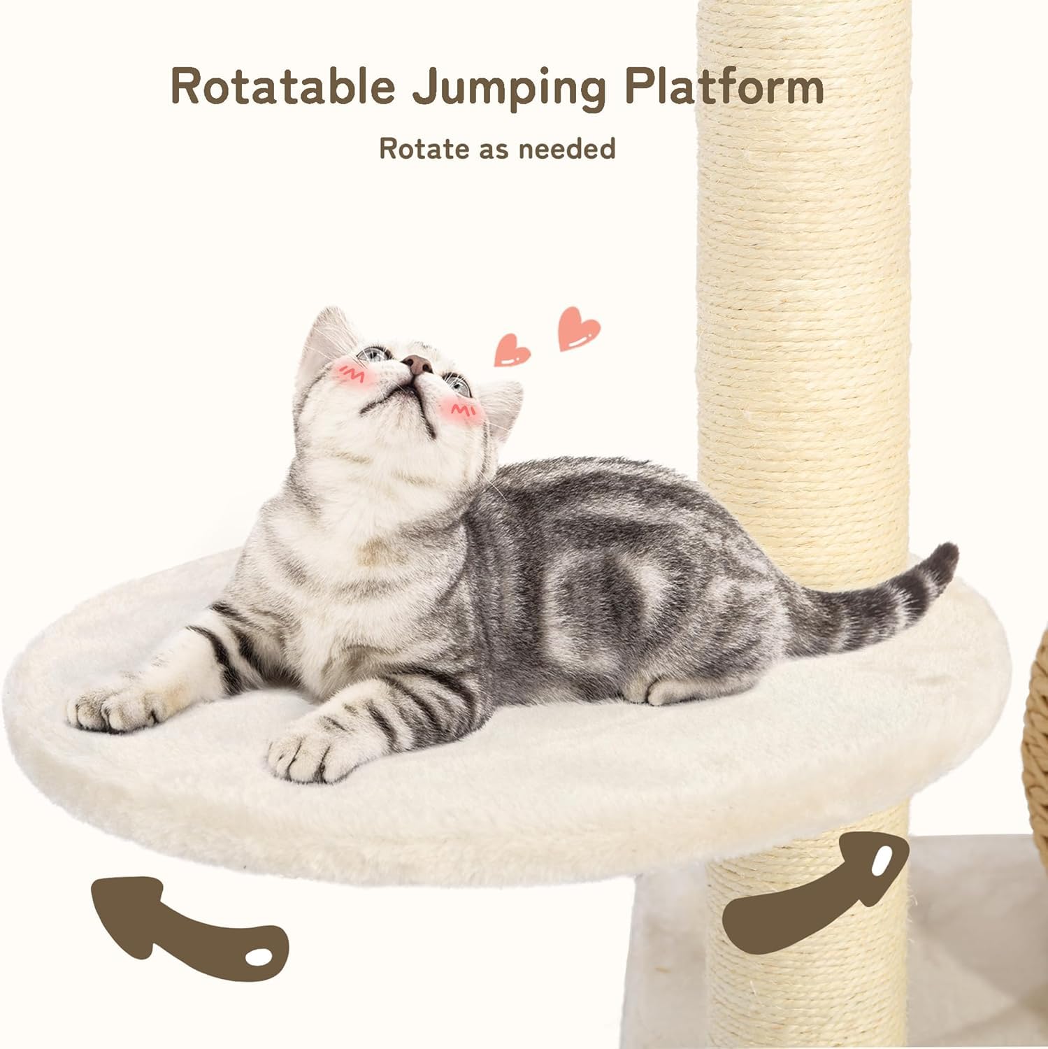 Kamaboko Modern Cat Tree, 39 Tall Cat Trees For Kittens Climb Play & Rest, Cat-Tree For Indoor Cats W/Natural Sisal Scratching