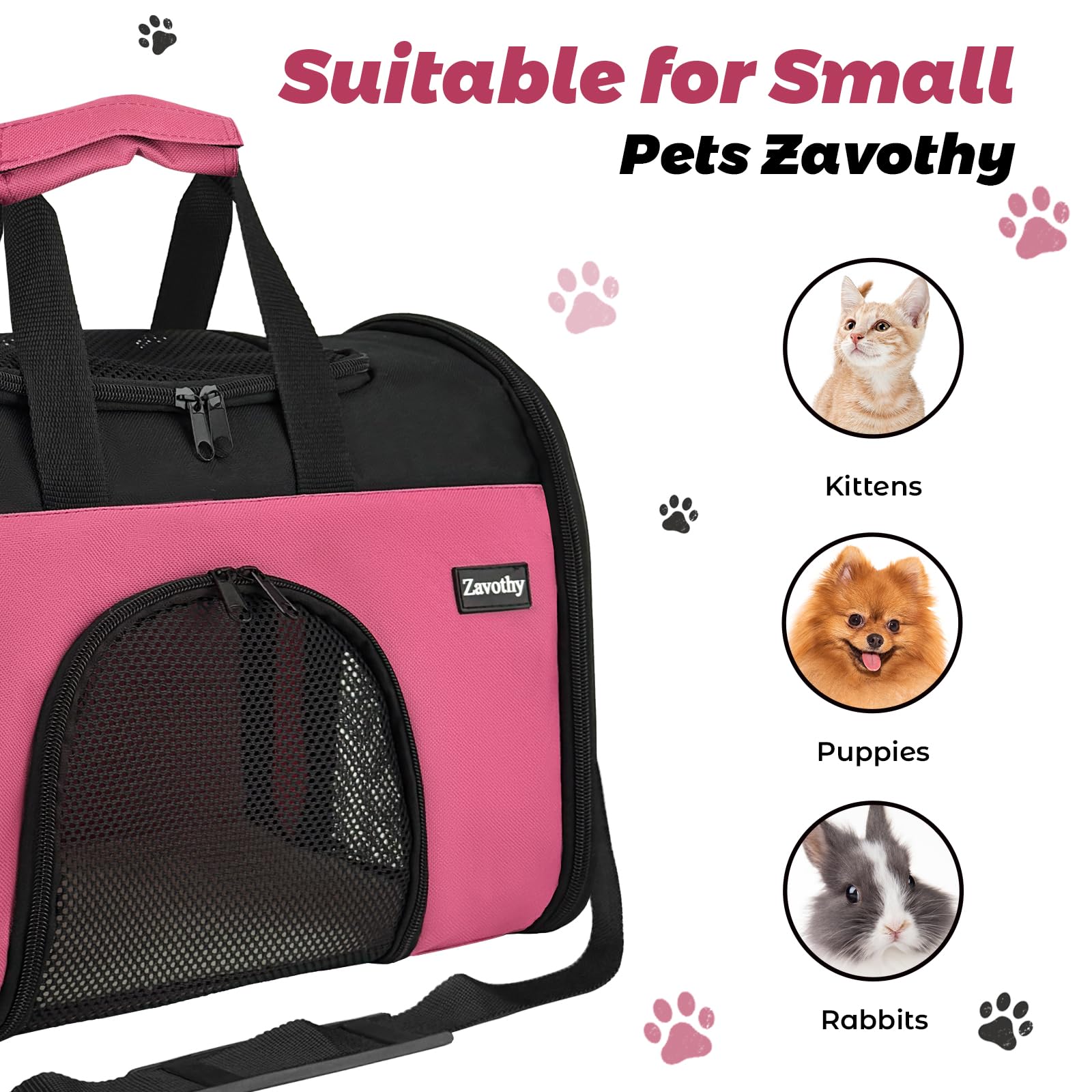 Zavothy Collapsible Tsa Approved Pet Carrier For Cats & Dogs (Up To 15 Lbs, 16.54''X11.42''X9.84'') - Soft-Sided Airline Travel