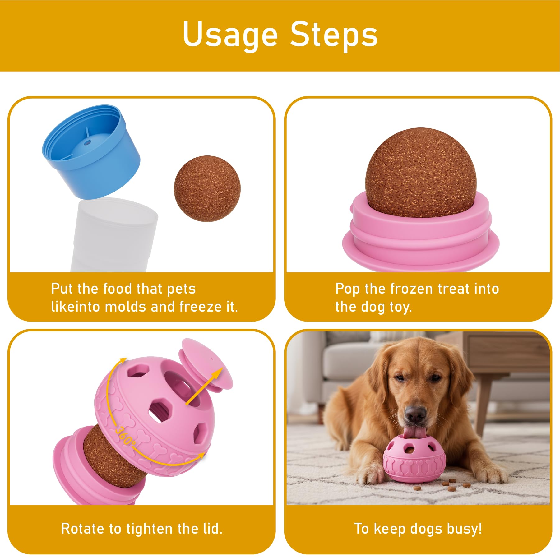 YOUAWE Frozen Treat Dispensing Dog Toys, Enrichment Licking & Puzzle Feeder, Sturdy Rubber Interactive Dog Toys, Dog Chew Toy fo