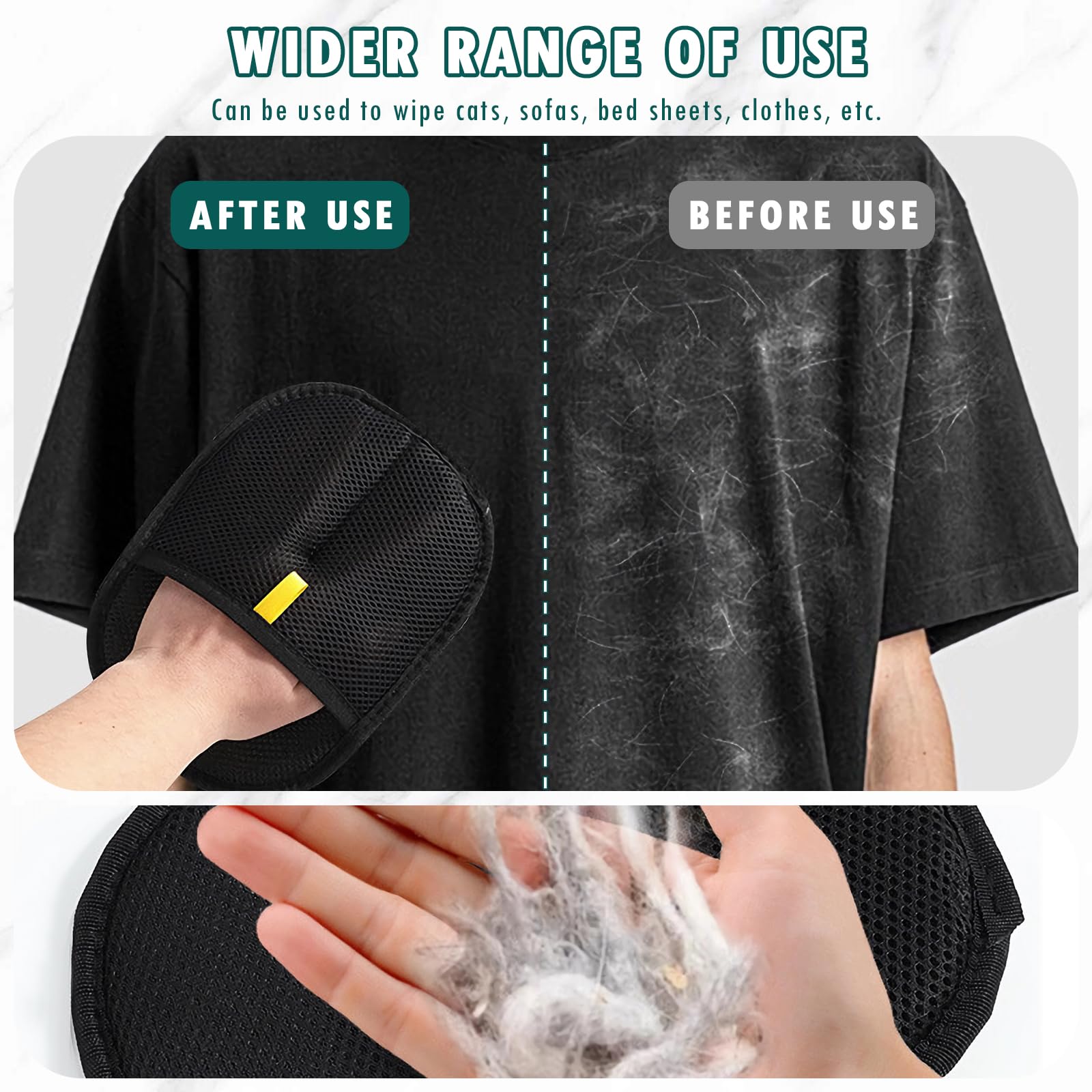 Aerbee Double-Sided Grooming Gloves For Pets, Static Removal Gloves For Dog Hair, Sueean Grooming Gloves For Cats, Reusable Pet