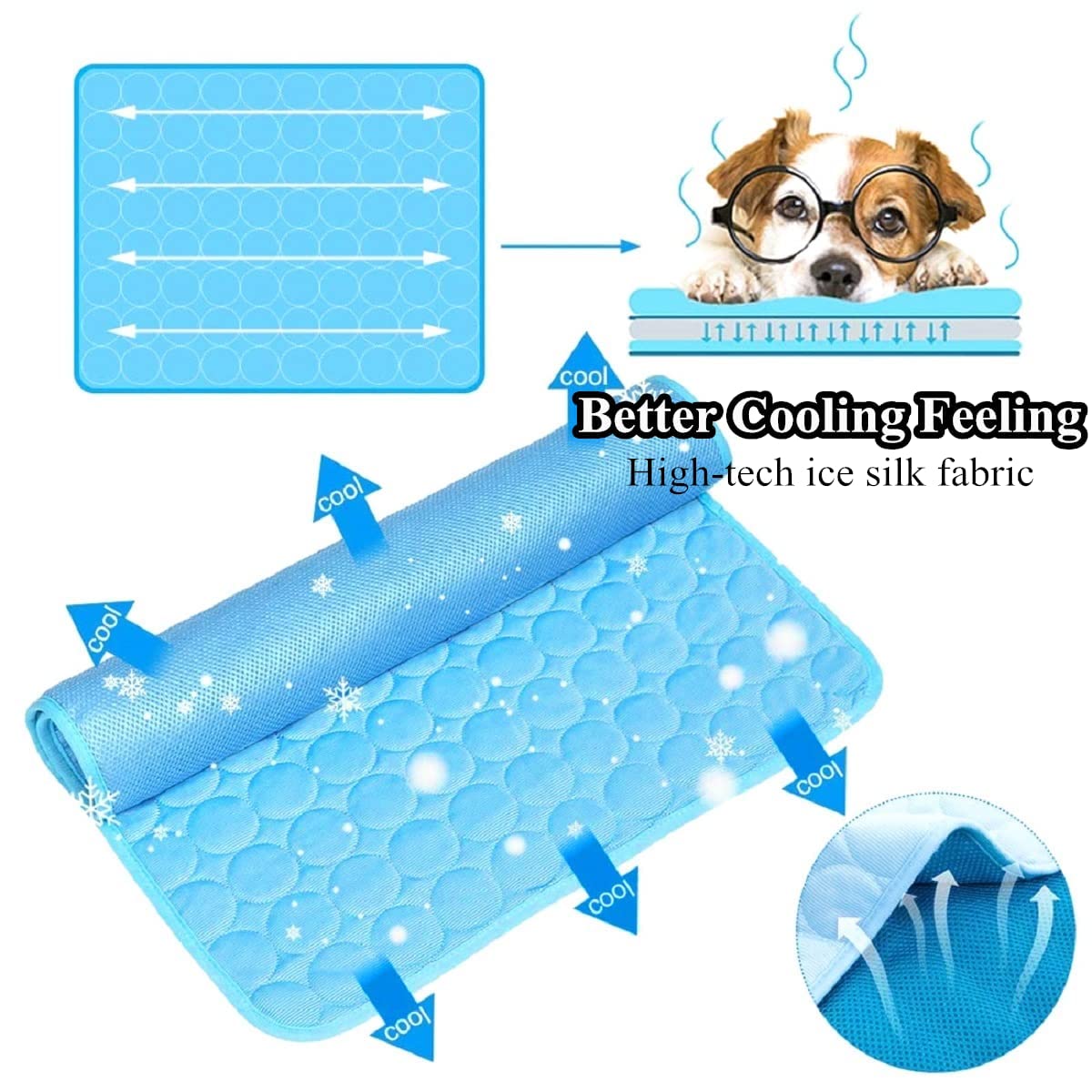 Somoya Dog Self Cooling Mat Pet Washable Cooling Pads Blanket Sleeping Kennel Mat,Ice Silk Sleep Mat Pad Non-Toxic Breathable Sl