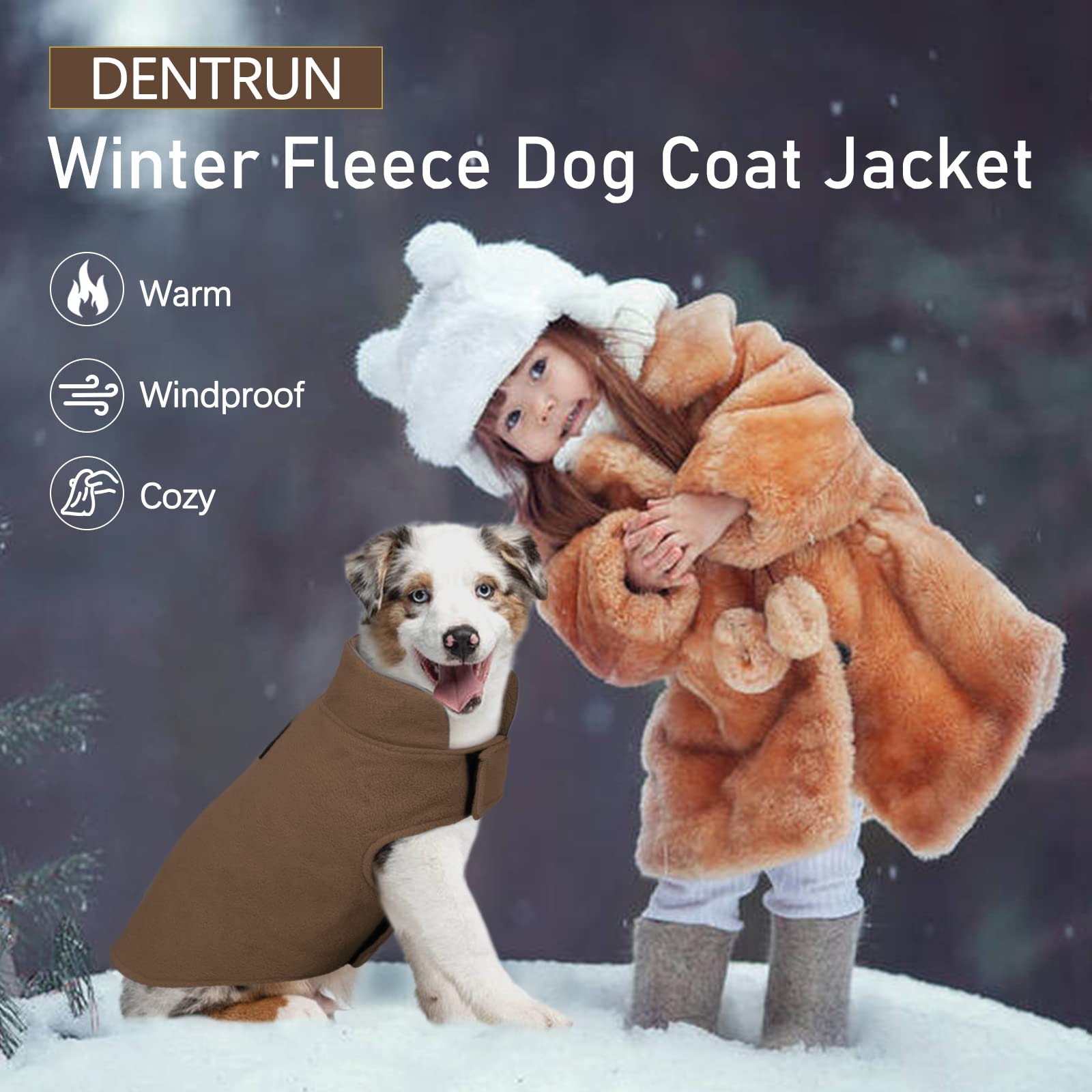 Windproof Winter Warm Fleece Dog Coat Jacket Reflective Soft Pet Dog Vest Apparel Overcoat For Small Medium Large Breeds For Cold Weather Leash Access