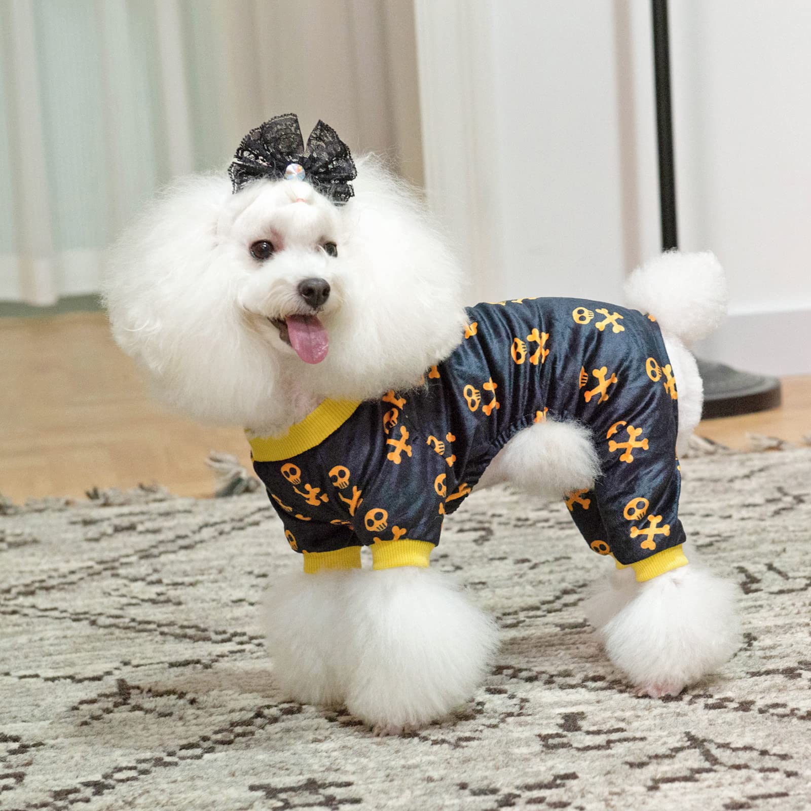 Cutebone Dog Halloween Pajamas Skull Clothes Soft Puppy Pjs For Small Dogs P247S