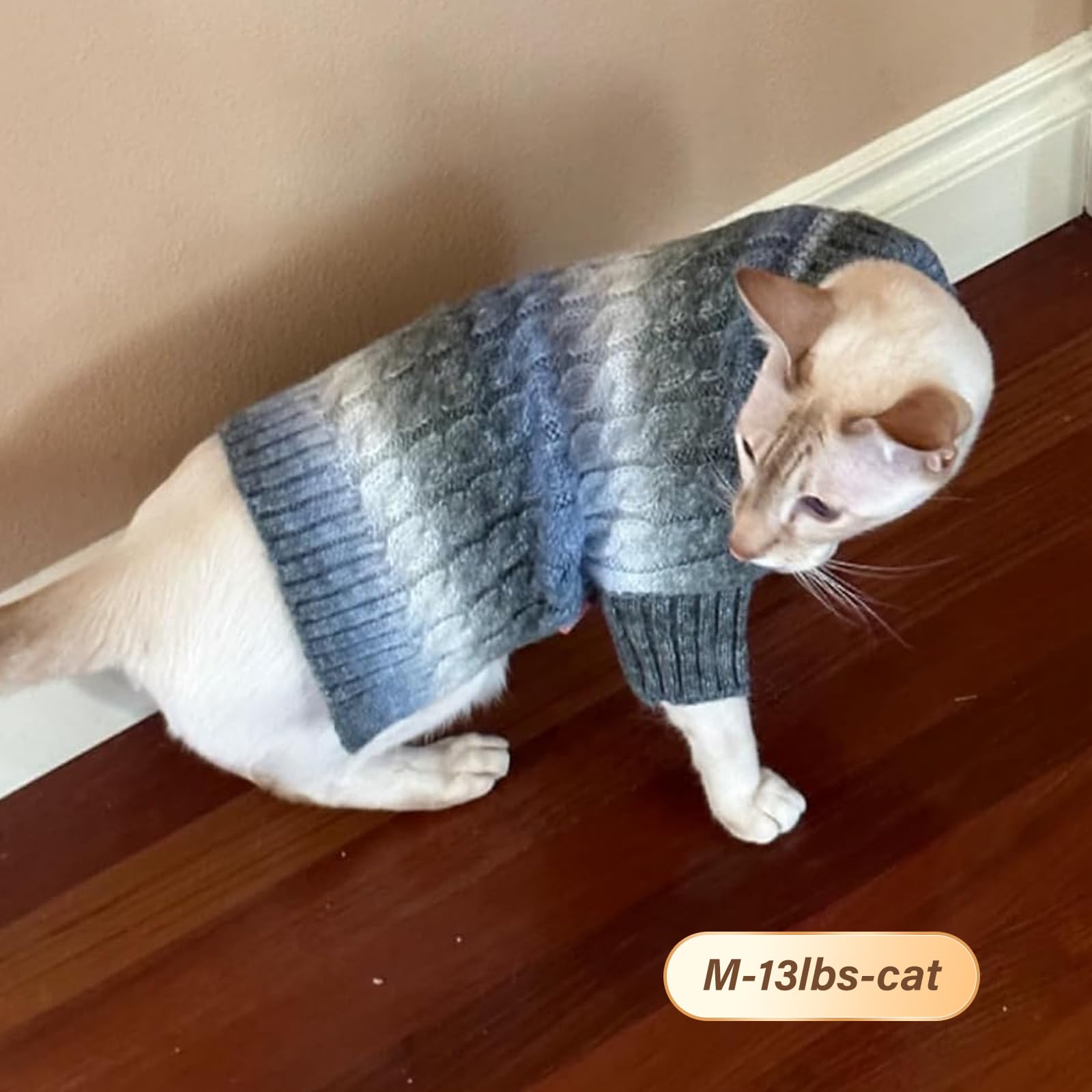 Kyeese Dog Sweater For Small Dogs Thick Dog Knitwear Turtleneck Warm With Sleeves Fuzzy Dogs Clothes Gradient Color, Blue, Mediu