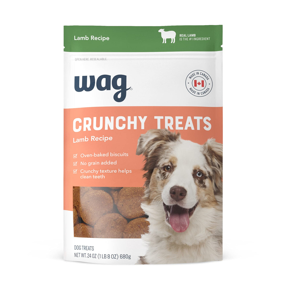Amazon Brand - Wag Baked Biscuits Crunchy Dog Treats - Lamb (24 Oz)