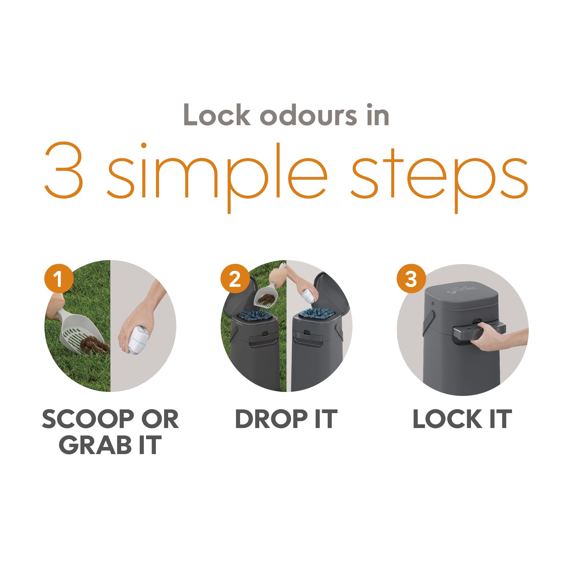 Pet Genie Grey Dog Waste Disposal System | Indoor & Outdoor Odor Control | Includes 1 Refill Bag | 2 Piece Set