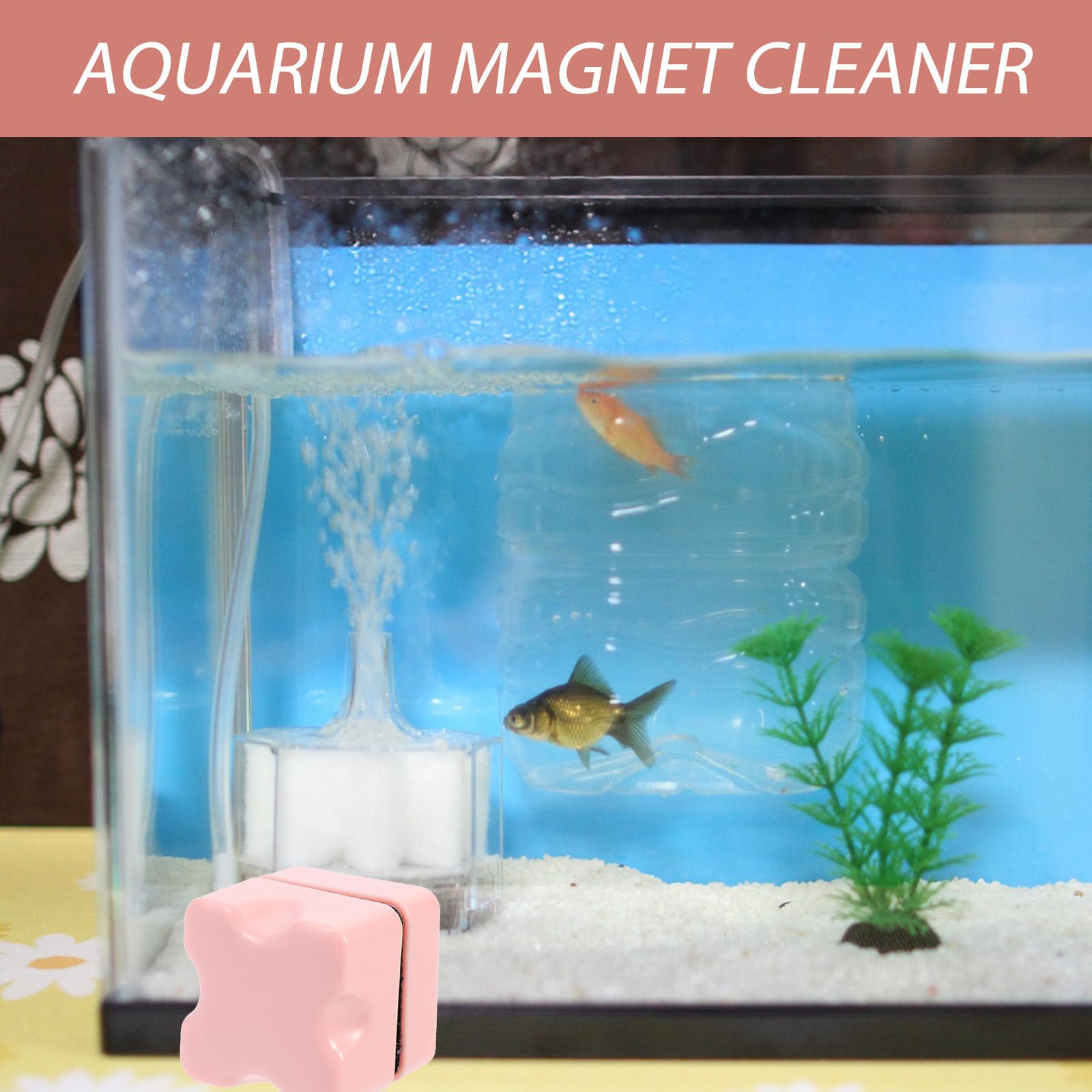 Mipcase Aquarium Magnetic Cleaner for Glass, Mini Magnetic Fish Tank Cleaner Small Aquarium Cleaning Tool for Fish Tank Glass