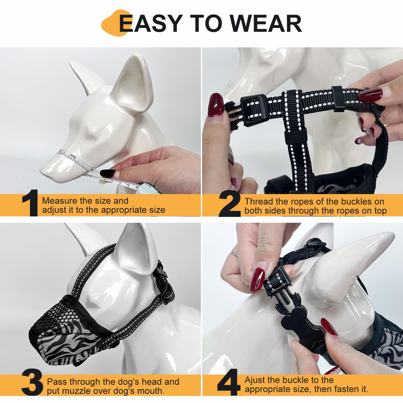 K9Meme Dog Muzzle, Soft Air Mesh Muzzle For Large Medium Small Dogs Anti Chewing, Breathable Reflective Adjustable Pet Muzzle To