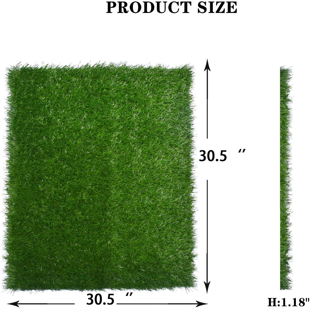 Artificial Dog Grass Pee Pad 30.5'X30.5' 2Pack, Washable Indoor Potty Training Replacement Turf For Puppy, Reusable Realistic Grass For Dogs