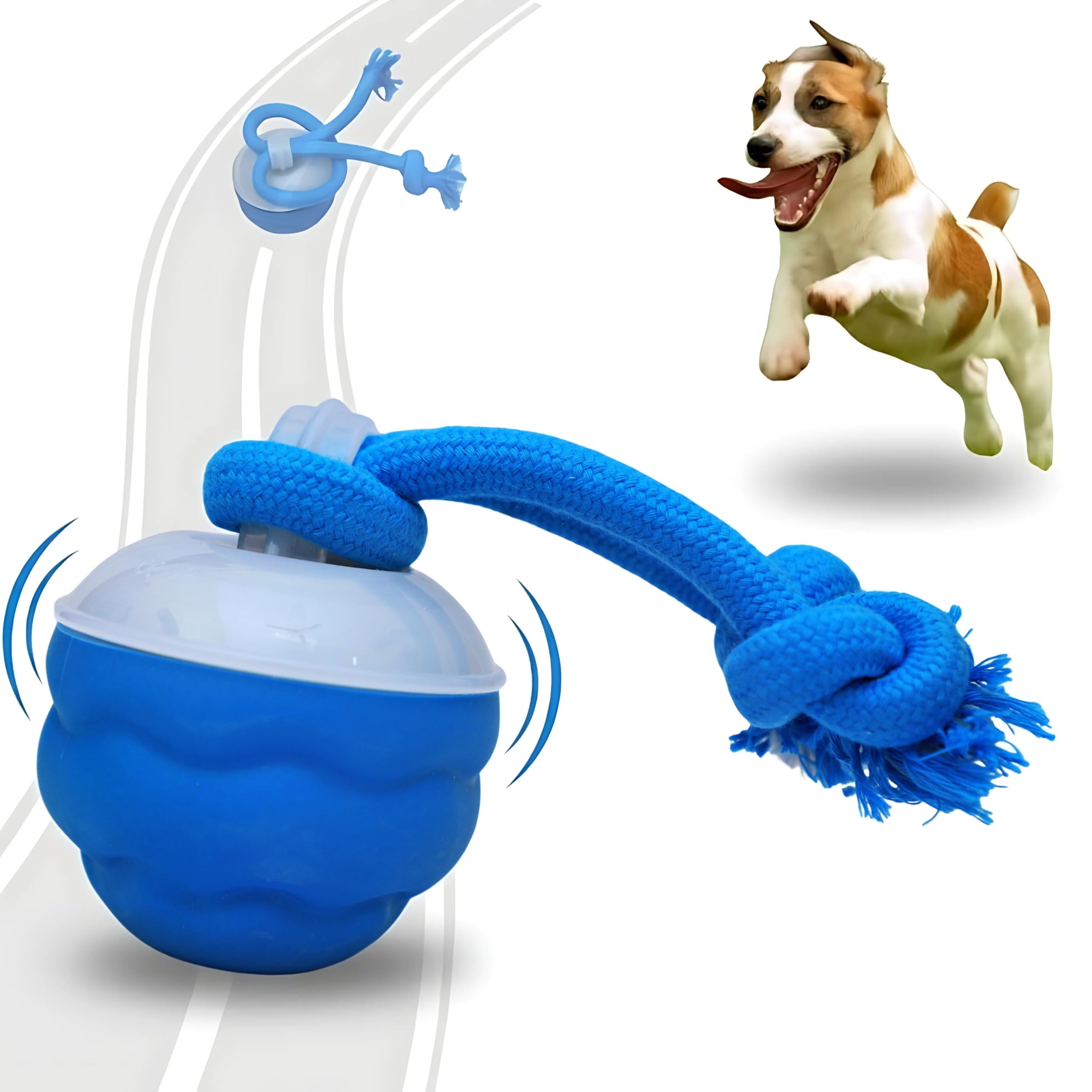 2026 New Interactive Dog Ball [Upgraded Version] - Smart Automatic Rolling Toy with Chew Rope & Sound for Small to Medium Dogs, 