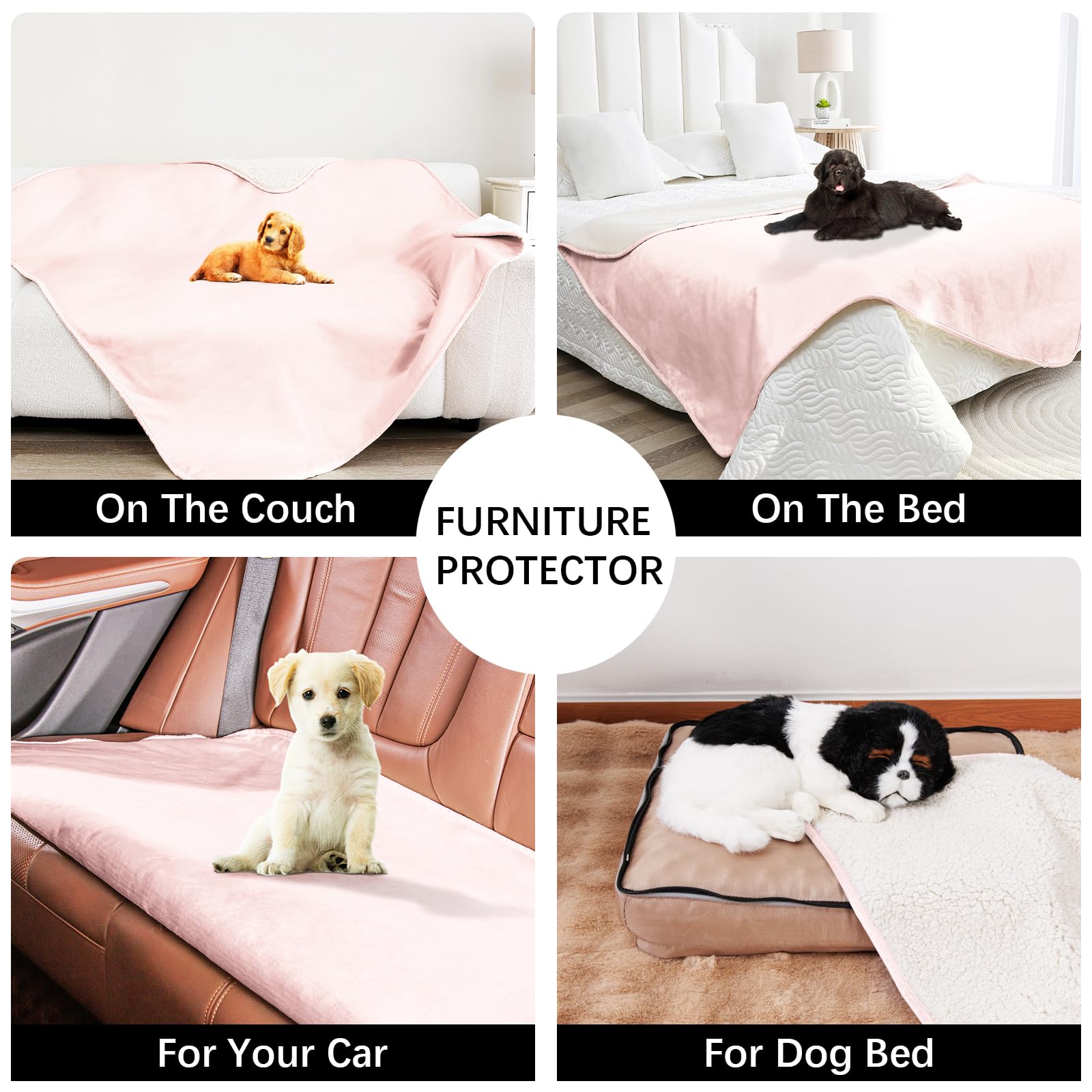 Bigbeer Waterproof Dog Blankets For Medium Dogs, Washable Pet Blanket For Indoor Cats, Plush Sherpa Puppy Throw Furniture Protec